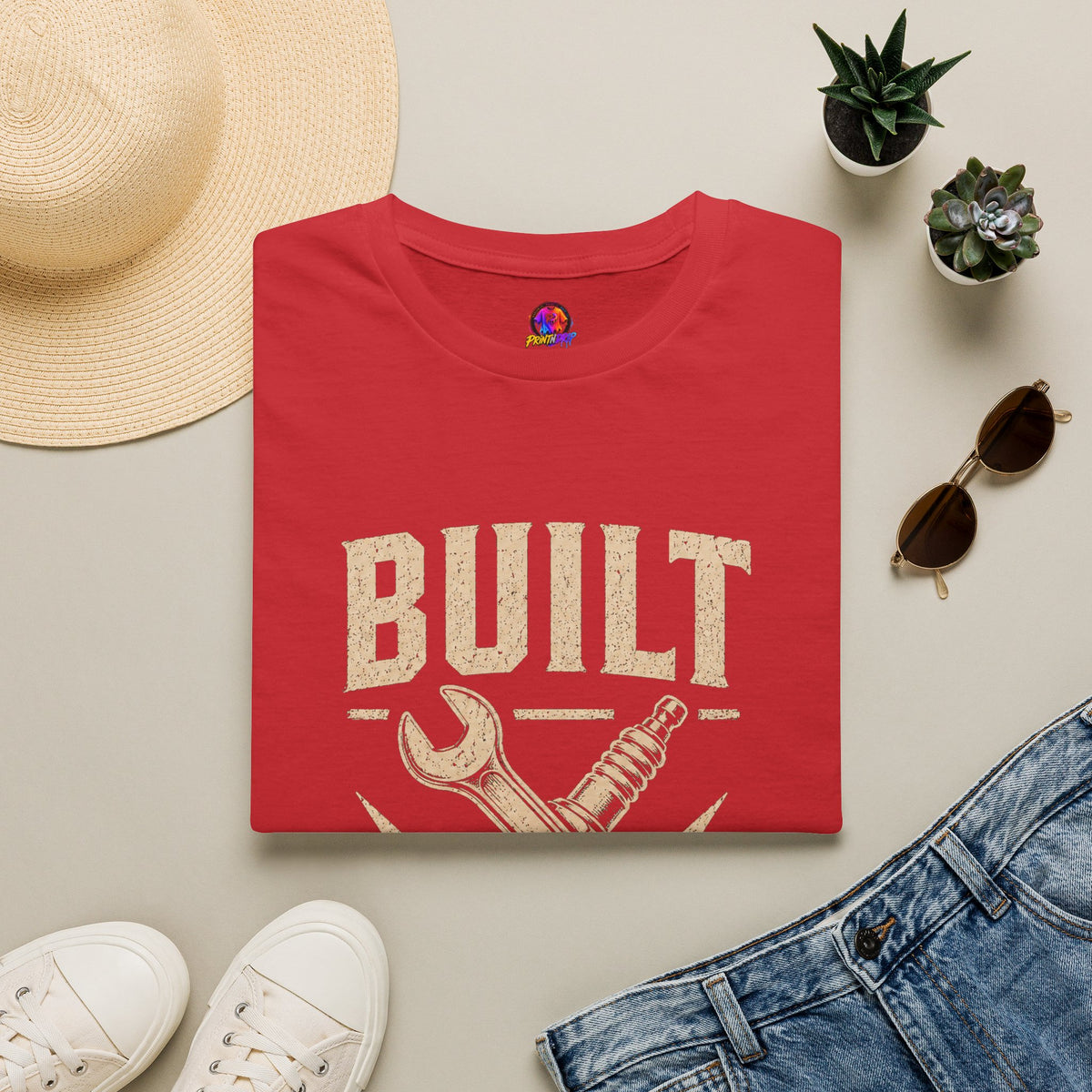 Built Not Bought T-Shirt — Vintage Mechanic DIY Garage Tee