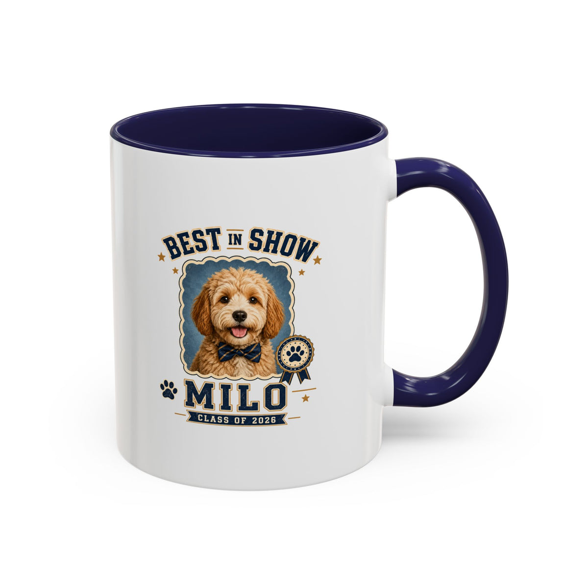 Milo Bailey Dog Dad Mom Best in Show Milo Personalized Dog Coffee Mug — Custom Pet Name Accent Mug