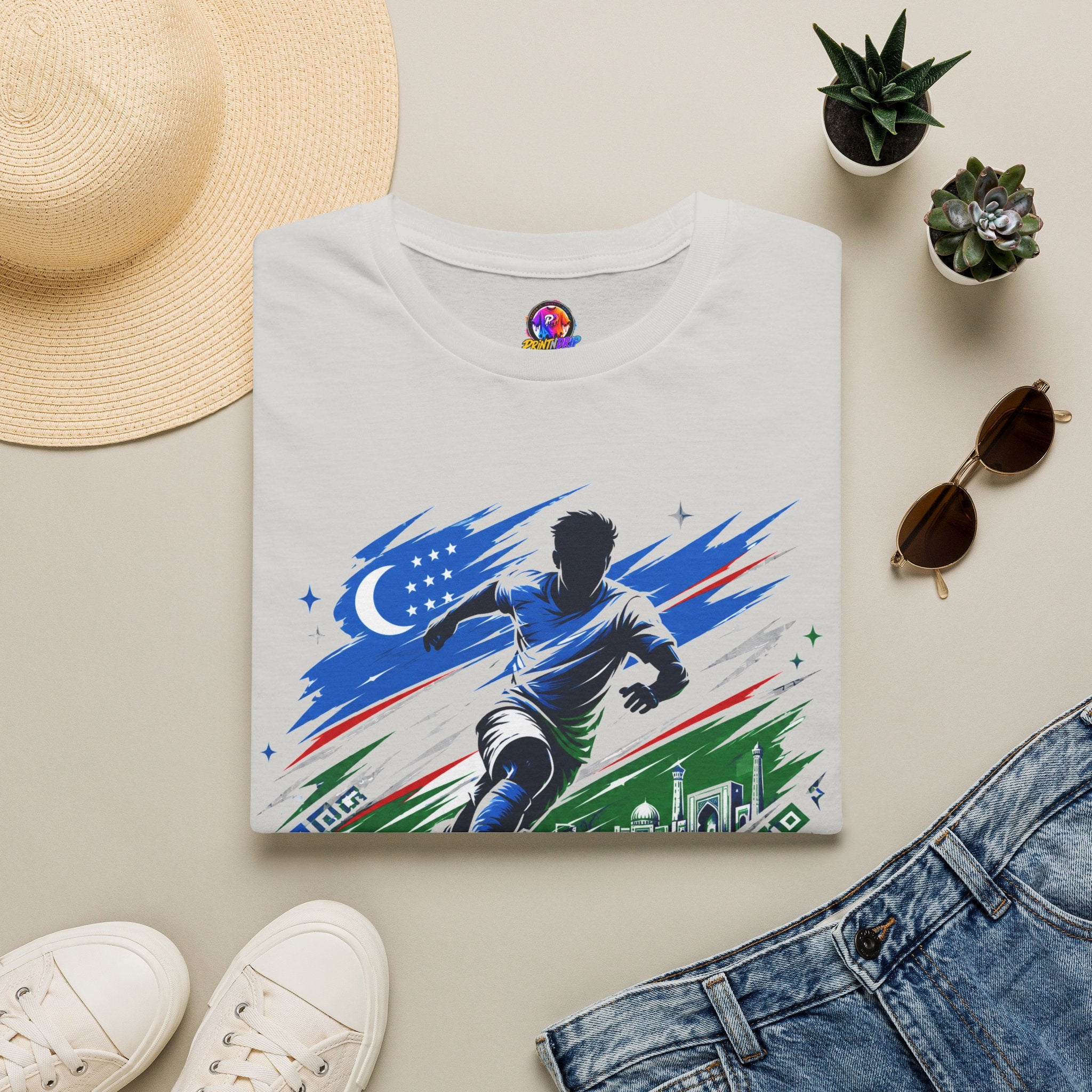 Silk Road Strike Soccer T-Shirt — Uzbekistan Football Graphic Tee