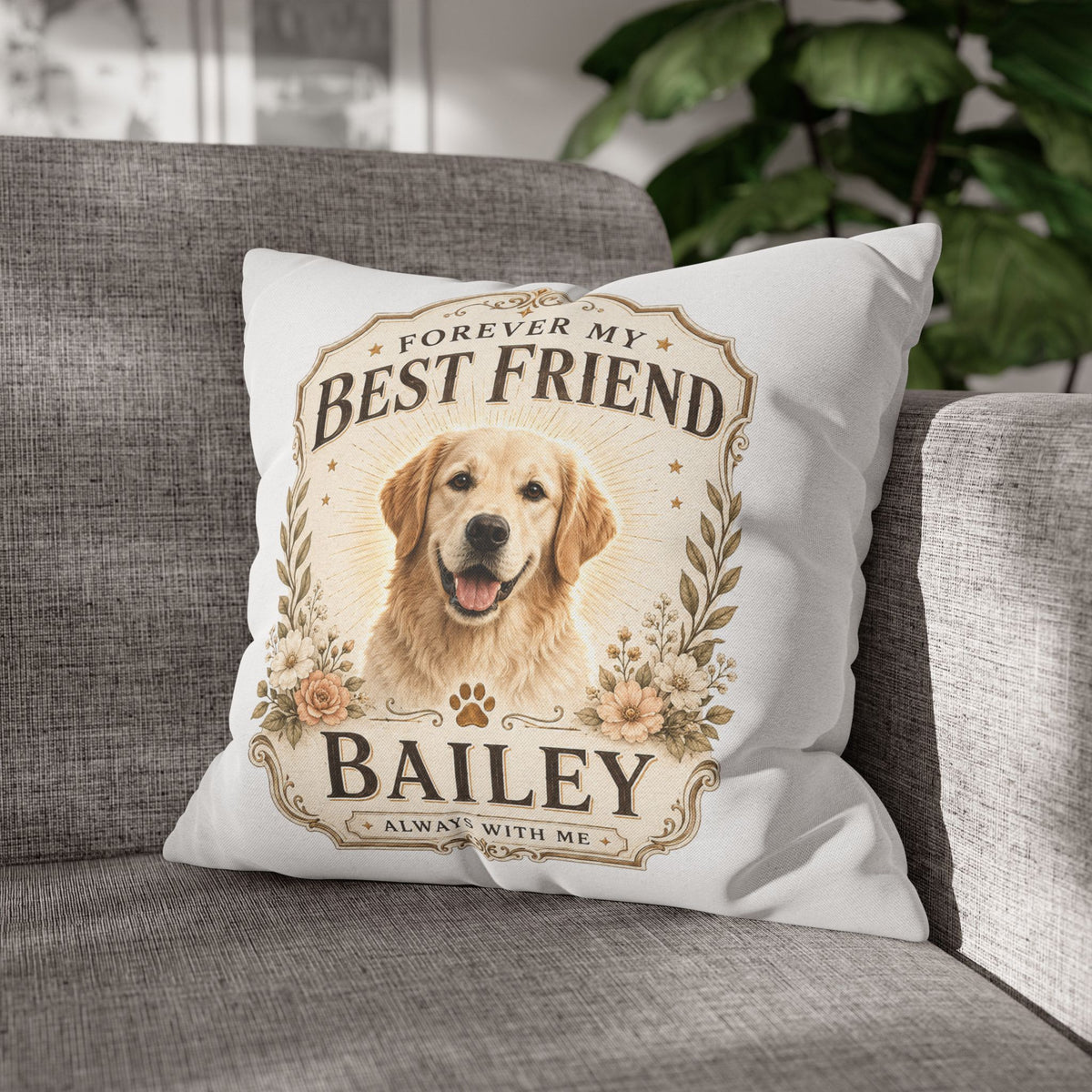 Personalized Dog Pillowcase  Milo Bailey Dog Dad Mom— "Forever My Best Friend" Custom Pet Name Cushion Cover