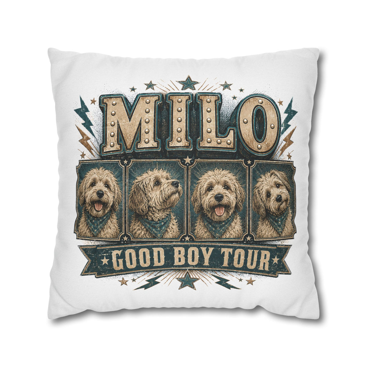 Milo "Good Boy Tour" Dog Photo Throw Pillowcase Milo Bailey Dog Dad Mom