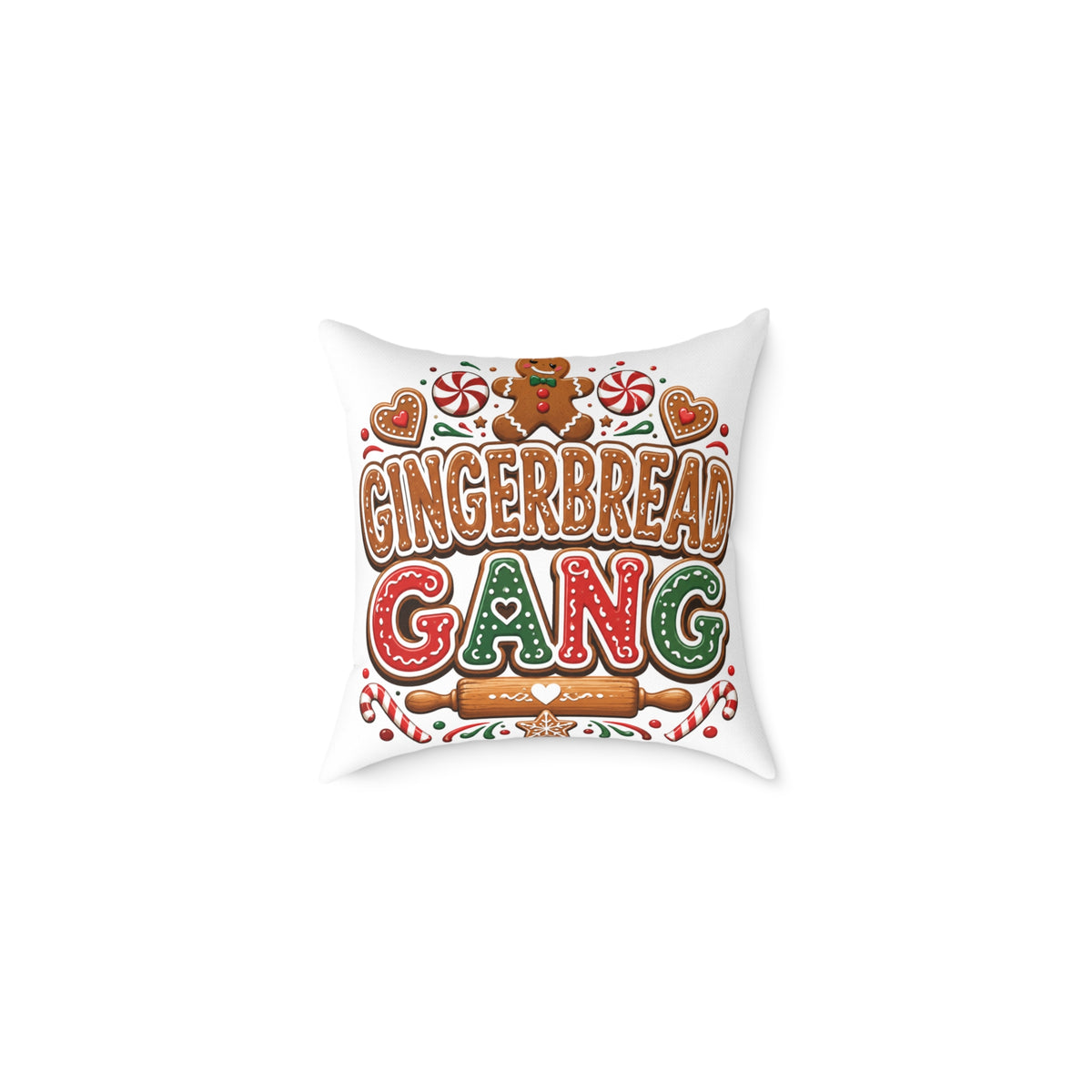 Christmas Gingerbread Gang Holiday Throw Pillow