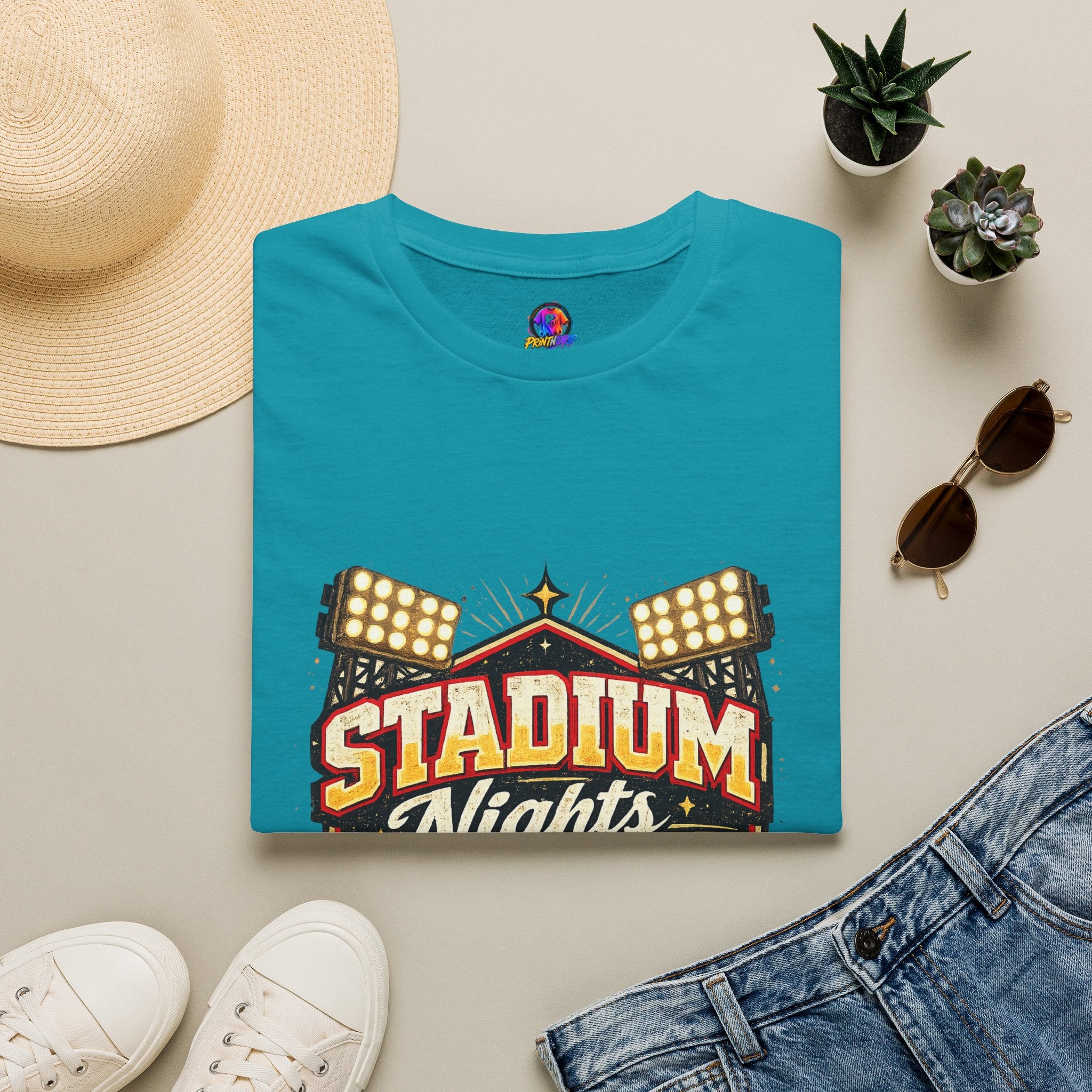 Stadium Nights T-Shirt — Vintage Sports Lights Graphic Tee