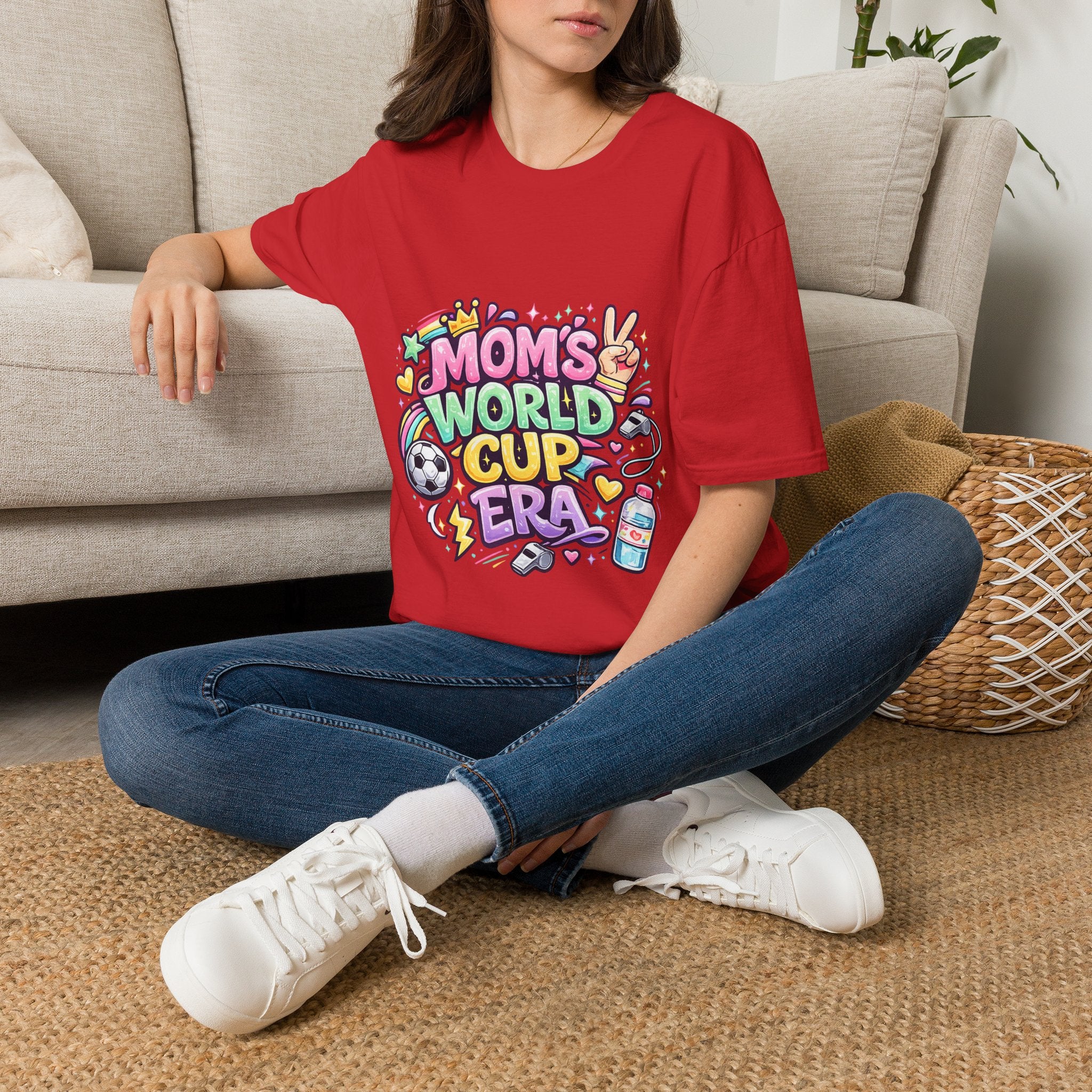 Girls Kids Mom's World Cup Era T‑Shirt — Playful Soccer Mom Tee
