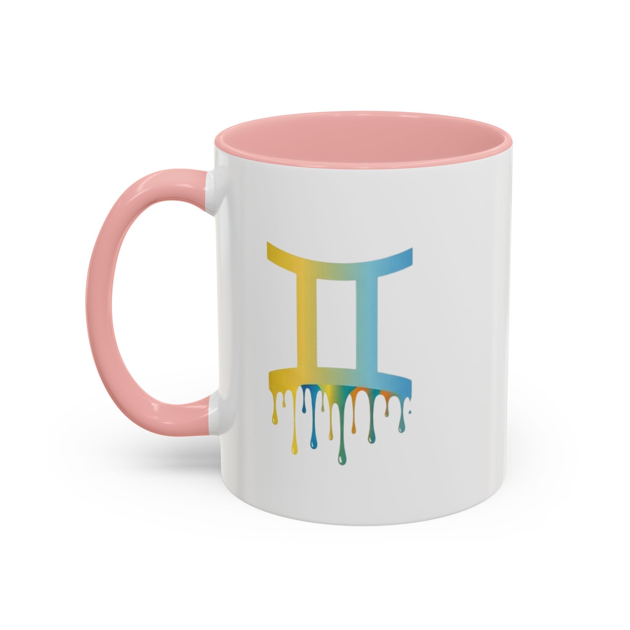 Gemini Zodiac Coffee Mug - Dripping Rainbow Gemini Symbol Accent Mug