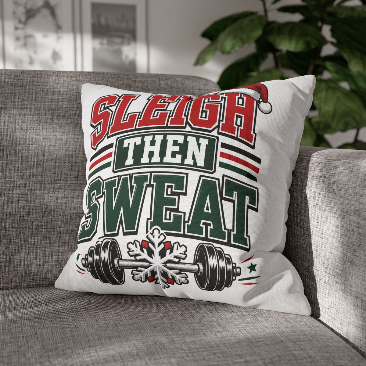 Sleigh Then Sweat Holiday Gym Pillowcase Modern Day Christmas