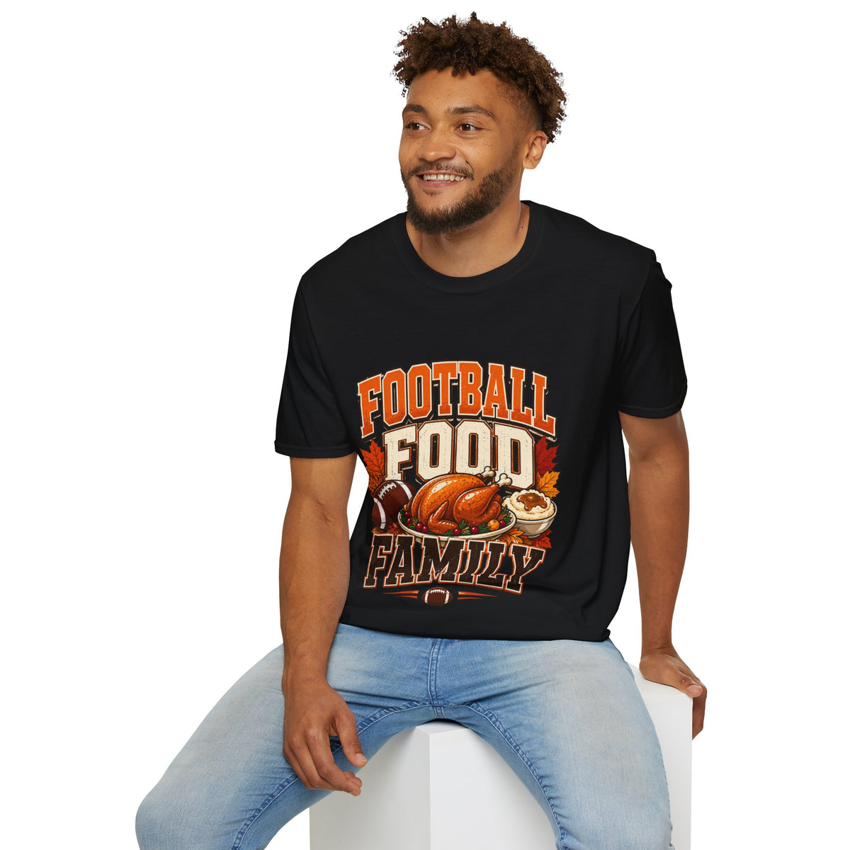Thanksgiving T-Shirt Football Food Family T-Shirt — Thanksgiving Tailgate Tee for Fans