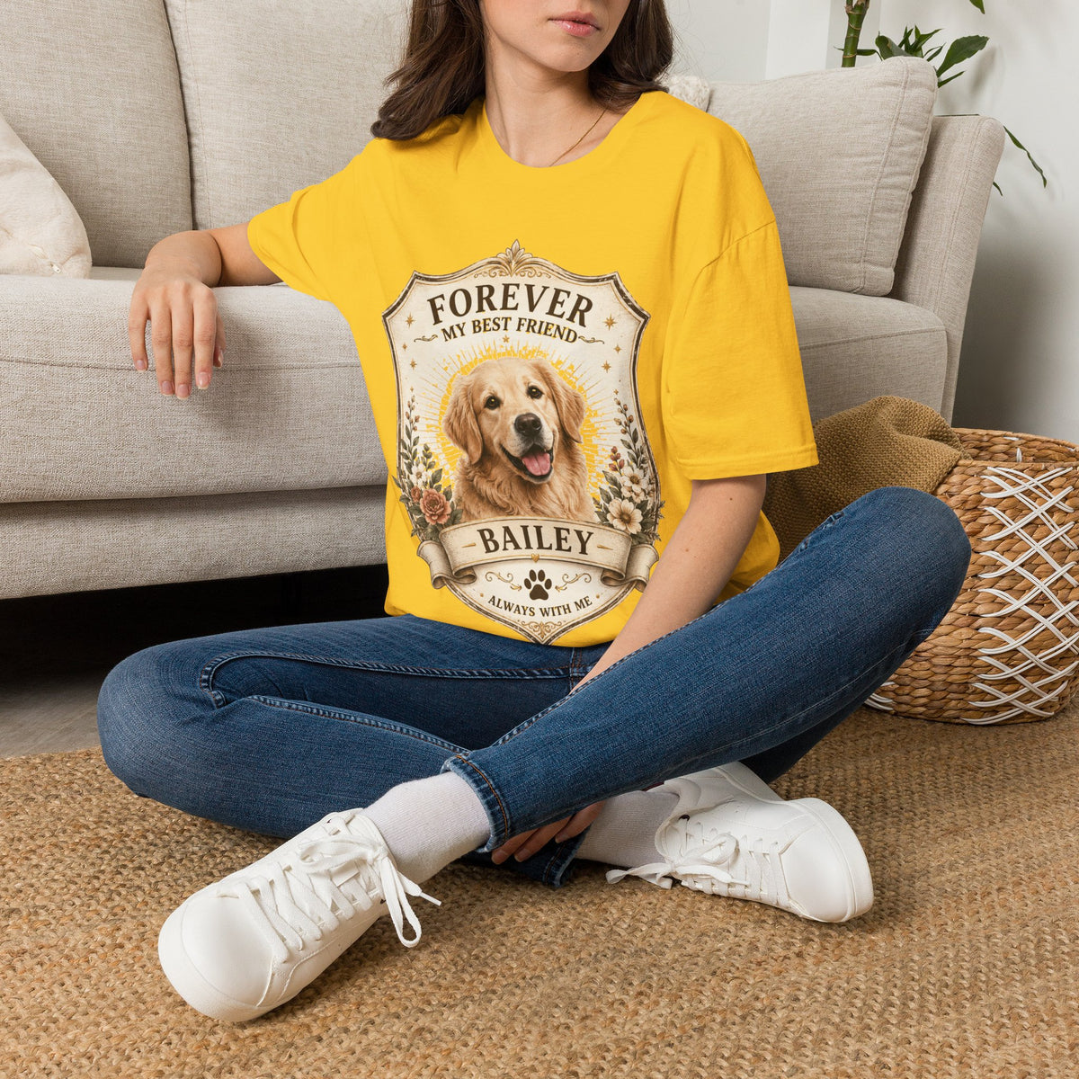 Dog Memorial T-Shirt — "Forever My Best Friend" Personalized Golden Retriever Tribute