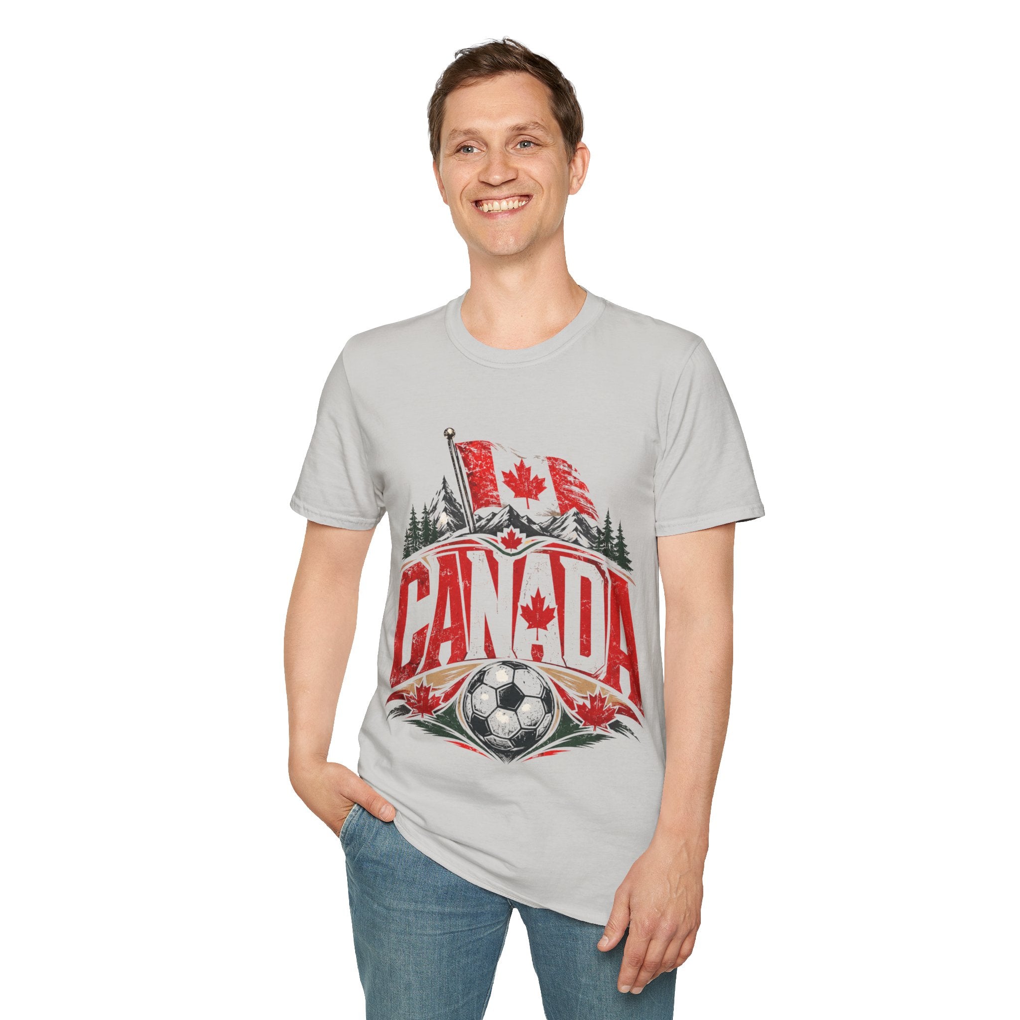 Canada Soccer T‑Shirt — Canadian Flag & Maple Leaf Crest