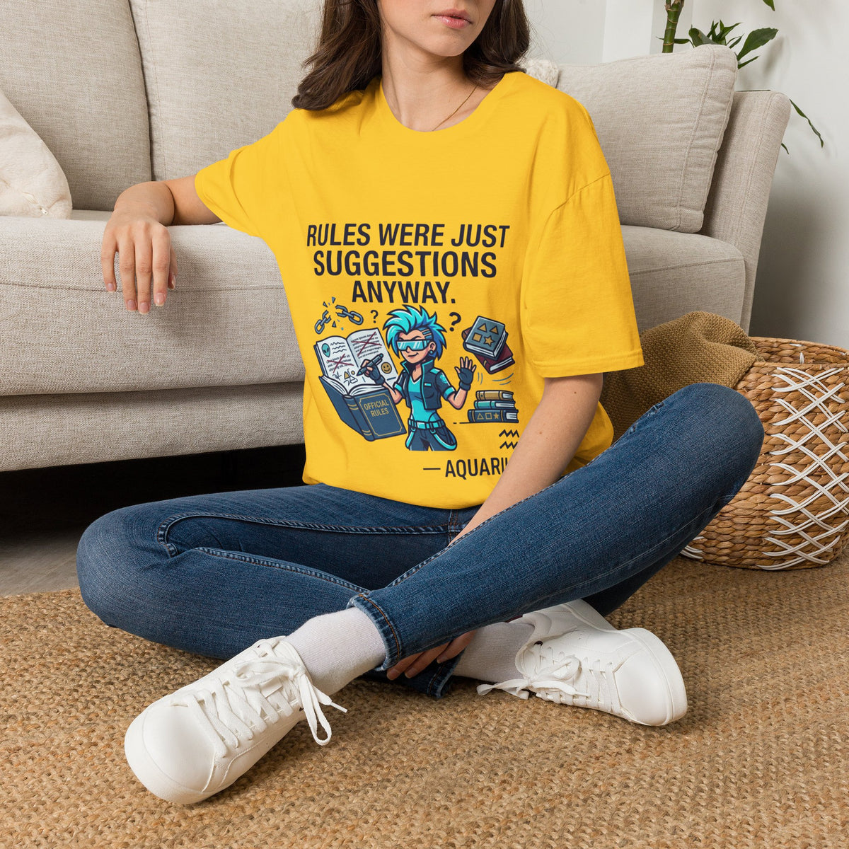 Aquarius Zodiac T‑Shirt — "Rules Were Just Suggestions Anyway" Graphic Tee