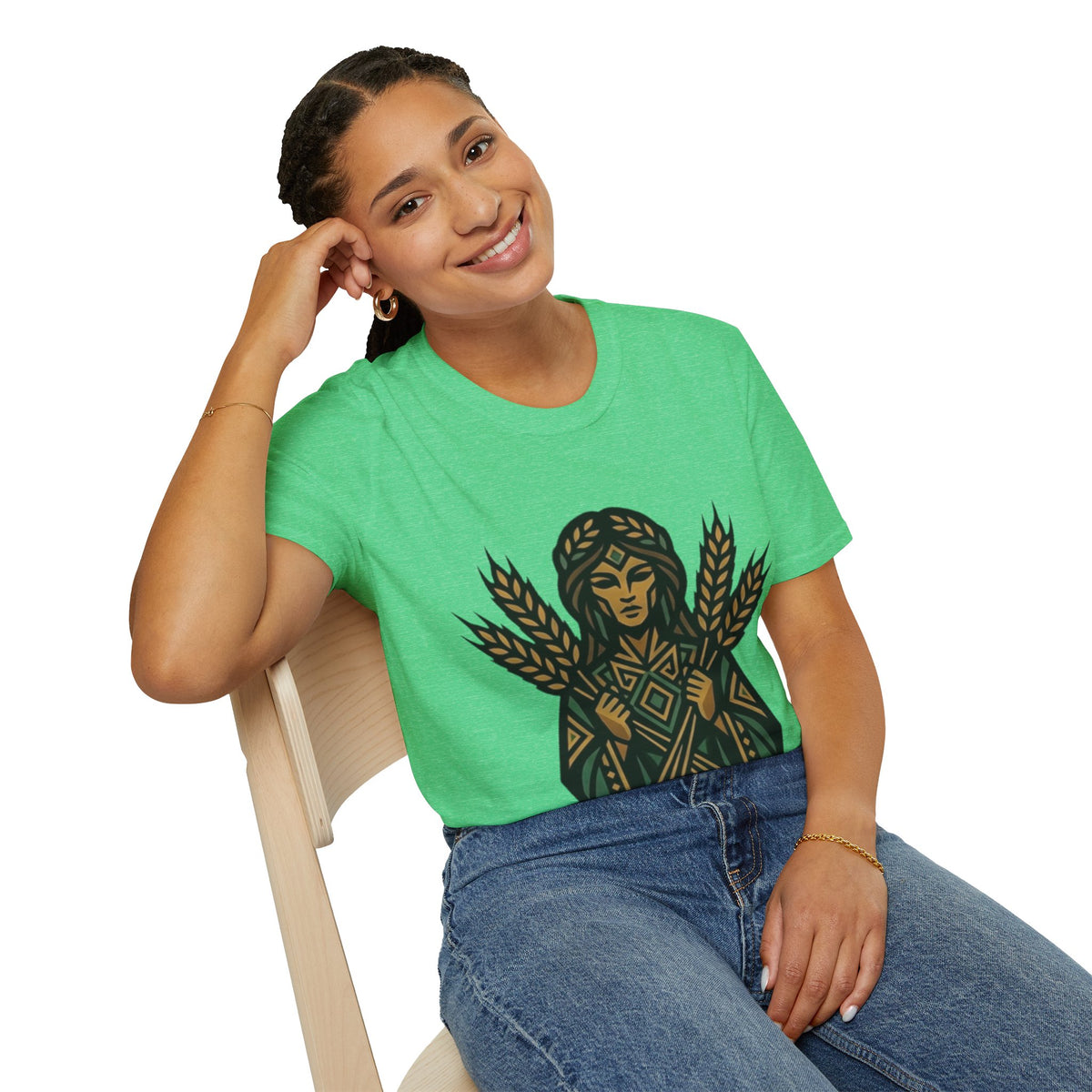 Harvest Goddess T-Shirt — Wheat Spirit Floral Pagan Shirt
