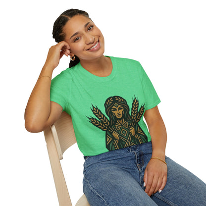 Harvest Goddess T-Shirt — Wheat Spirit Floral Pagan Shirt