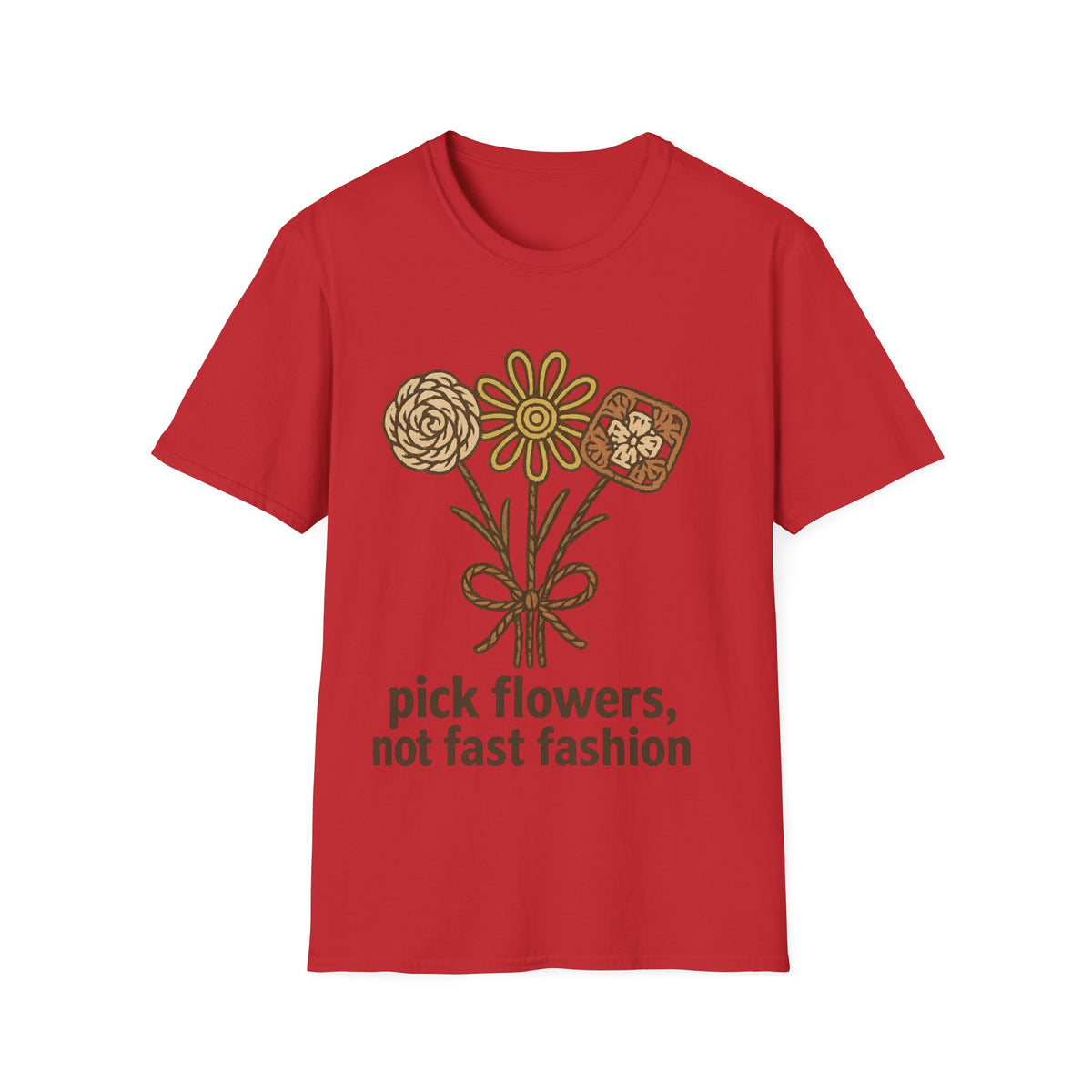 "Pick Flowers Not Fast Fashion" Eco Tee | Botanical Sustainable T-Shirt - Trending Now - September 2026