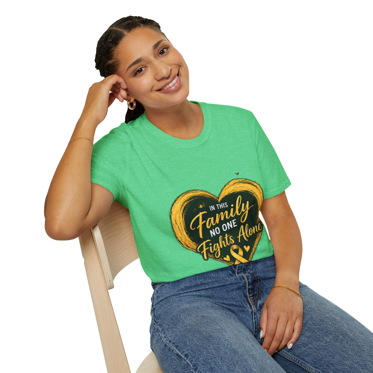 Childhood Cancer Awareness T-Shirt — "In This Family No One Fights Alone"