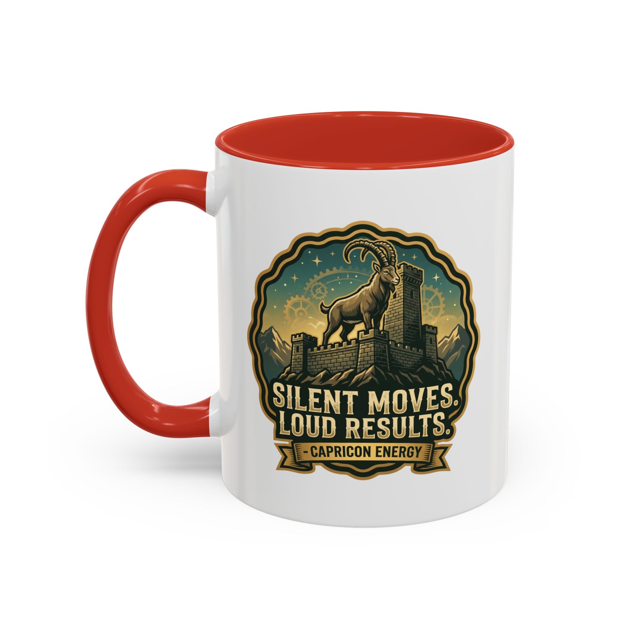 Capricorn Coffee Mug - "Silent Moves. Loud Results." Zodiac Goat Accent Mug