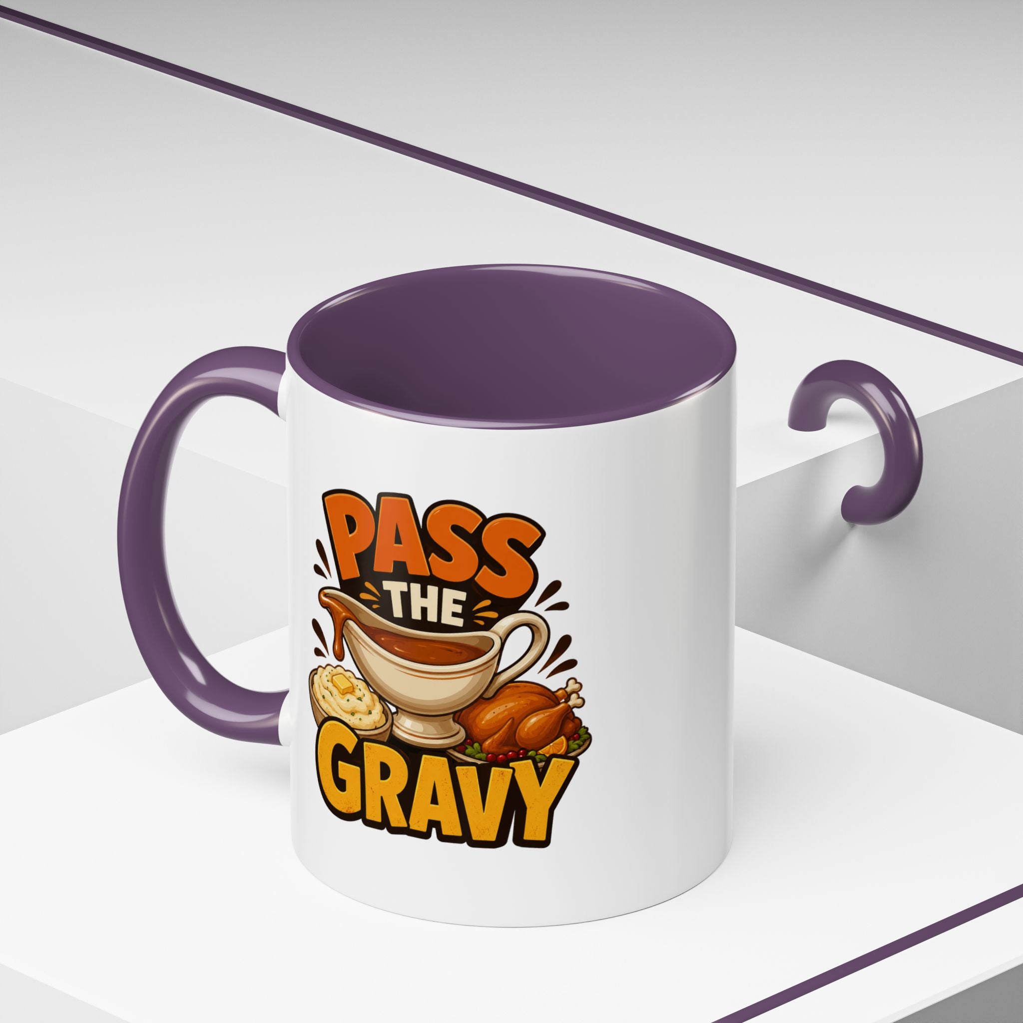 Thanksgiving Mug Pass the Gravy Coffee Mug — Thanksgiving Turkey & Gravy Bowl Accent Mug
