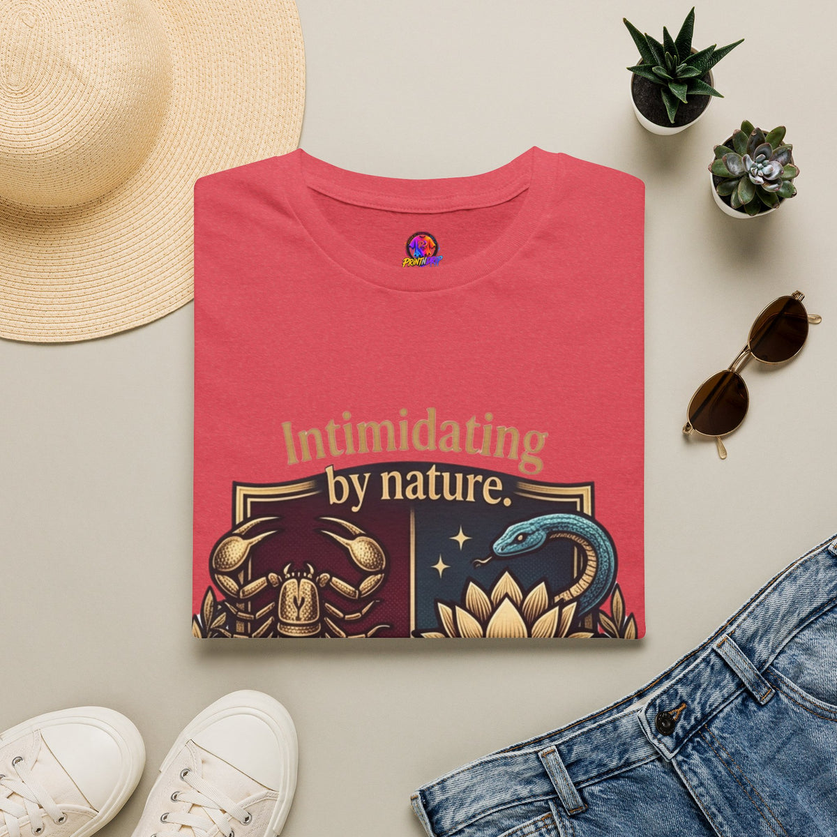 Intimidating by Nature T-Shirt — Scorpion & Snake Badge Design