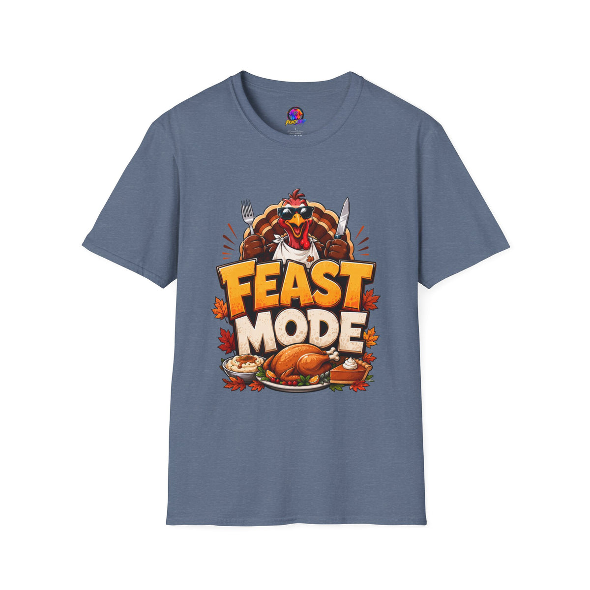 Thanksgiving T-Shirt Feast Mode T-Shirt — Funny Thanksgiving Turkey Graphic Tee