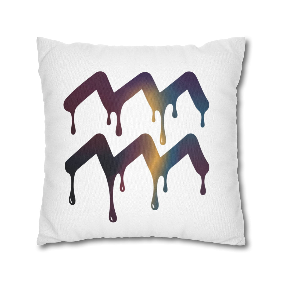 Dripping Aquarius Symbol Pillowcase — Zodiac Decorative Throw Pillow Cover
