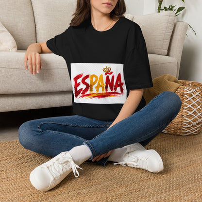 Spain  Graphic T-Shirt — Spanish Flag Brushstroke Design with Crown