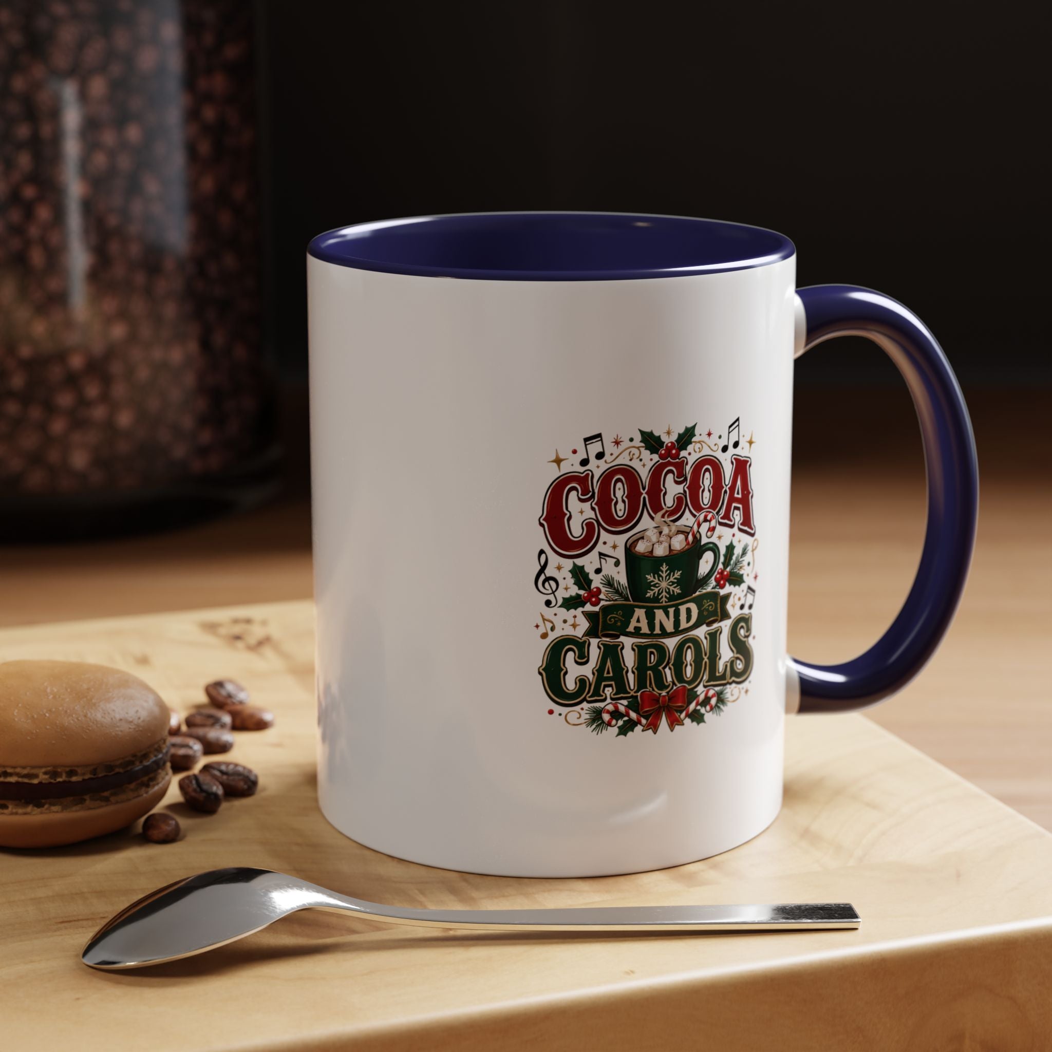 Cocoa and Carols Accent Coffee Mug — Holiday Christmas Cocoa Mug