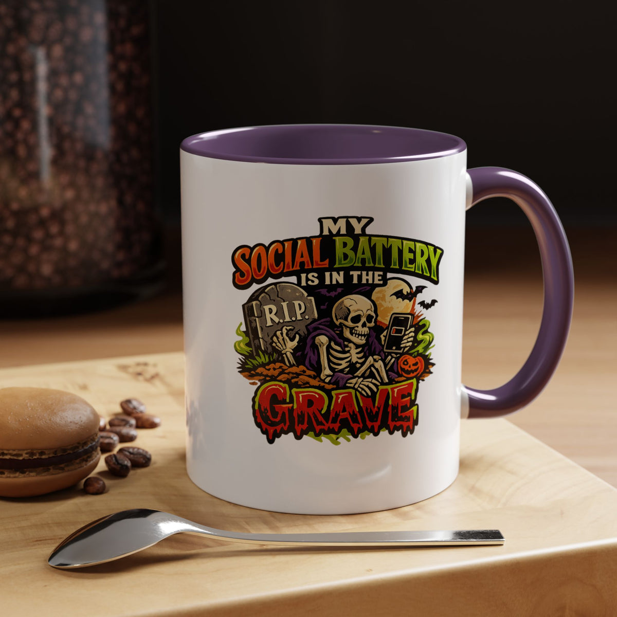 Halloween  Social Battery Is Low Accent Coffee Mug