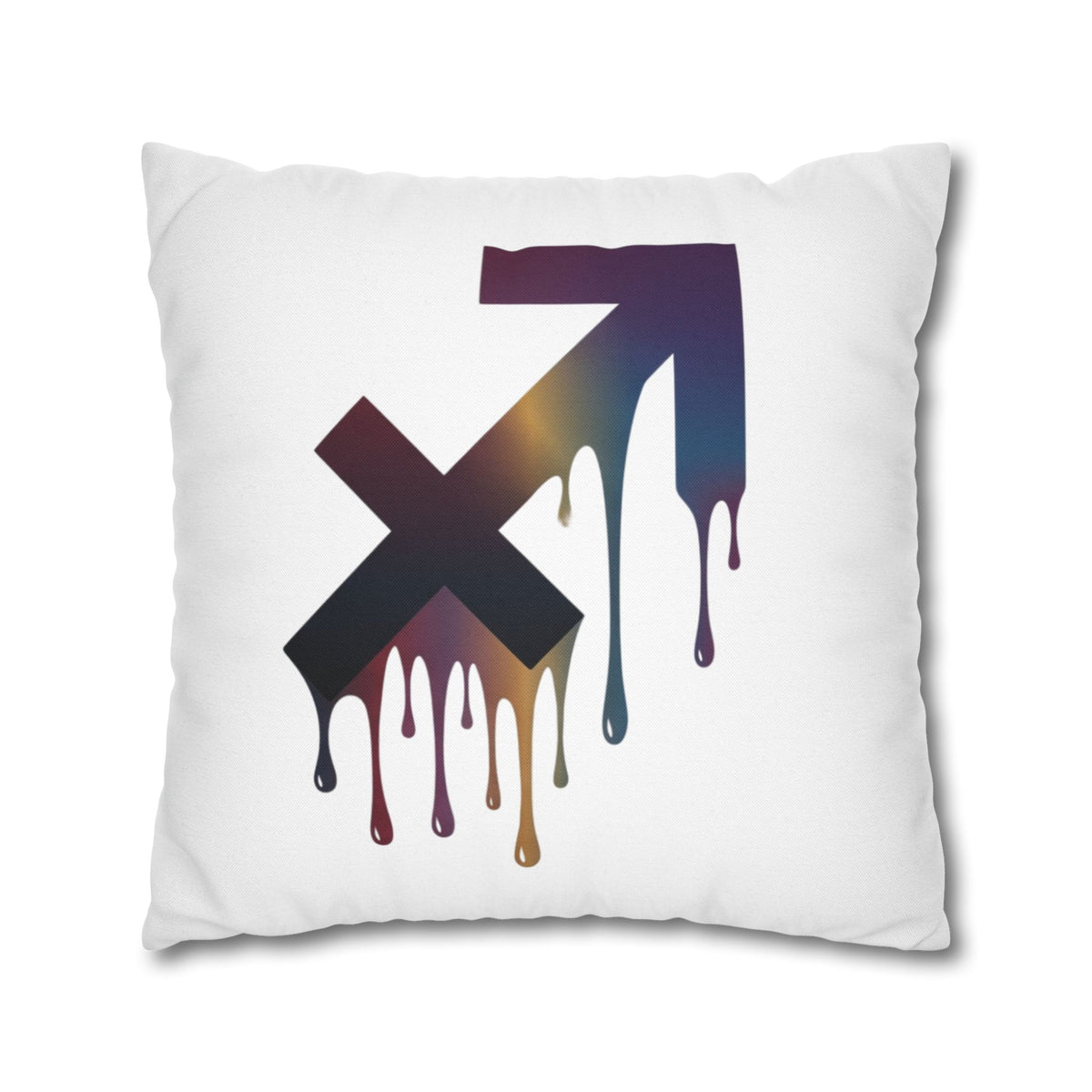 Sagittarius Dripping Arrow Logo Pillowcase — Modern Graphic Accent Pillow