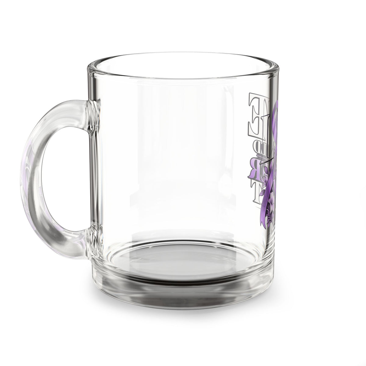 Glass Mug — “Love Should Never Hurt” Purple Ribbon Domestic Violence Awareness 10oz