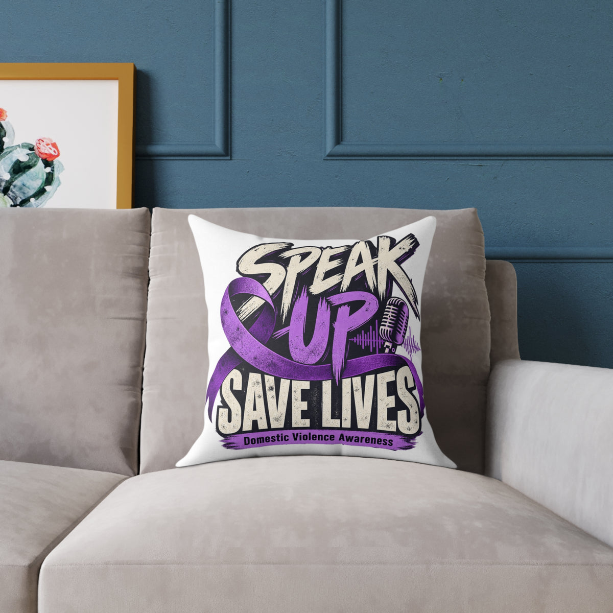 Speak Up — Domestic Violence Awareness Square Pillow