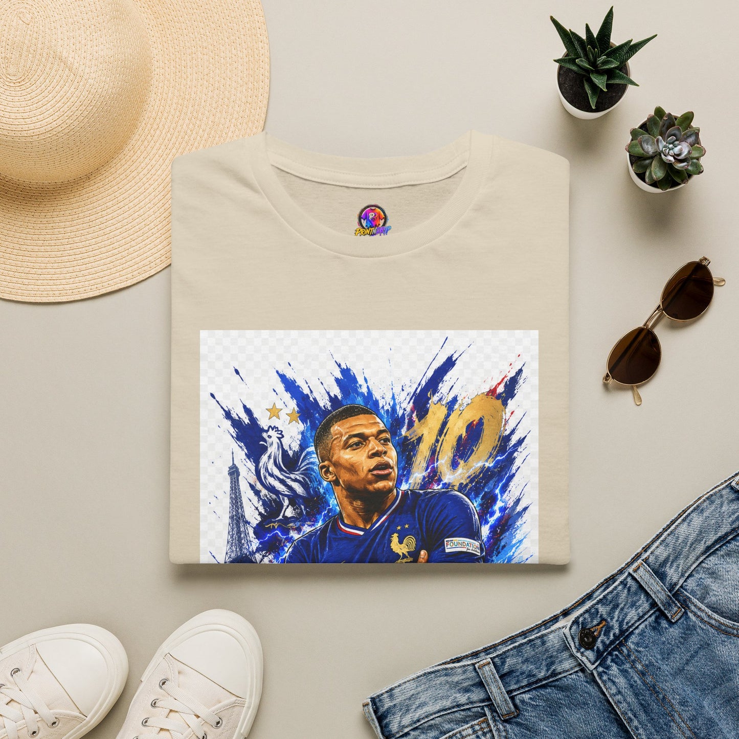 France Mbappé Soccer T-Shirt — #10 Blue Action Portrait Tee