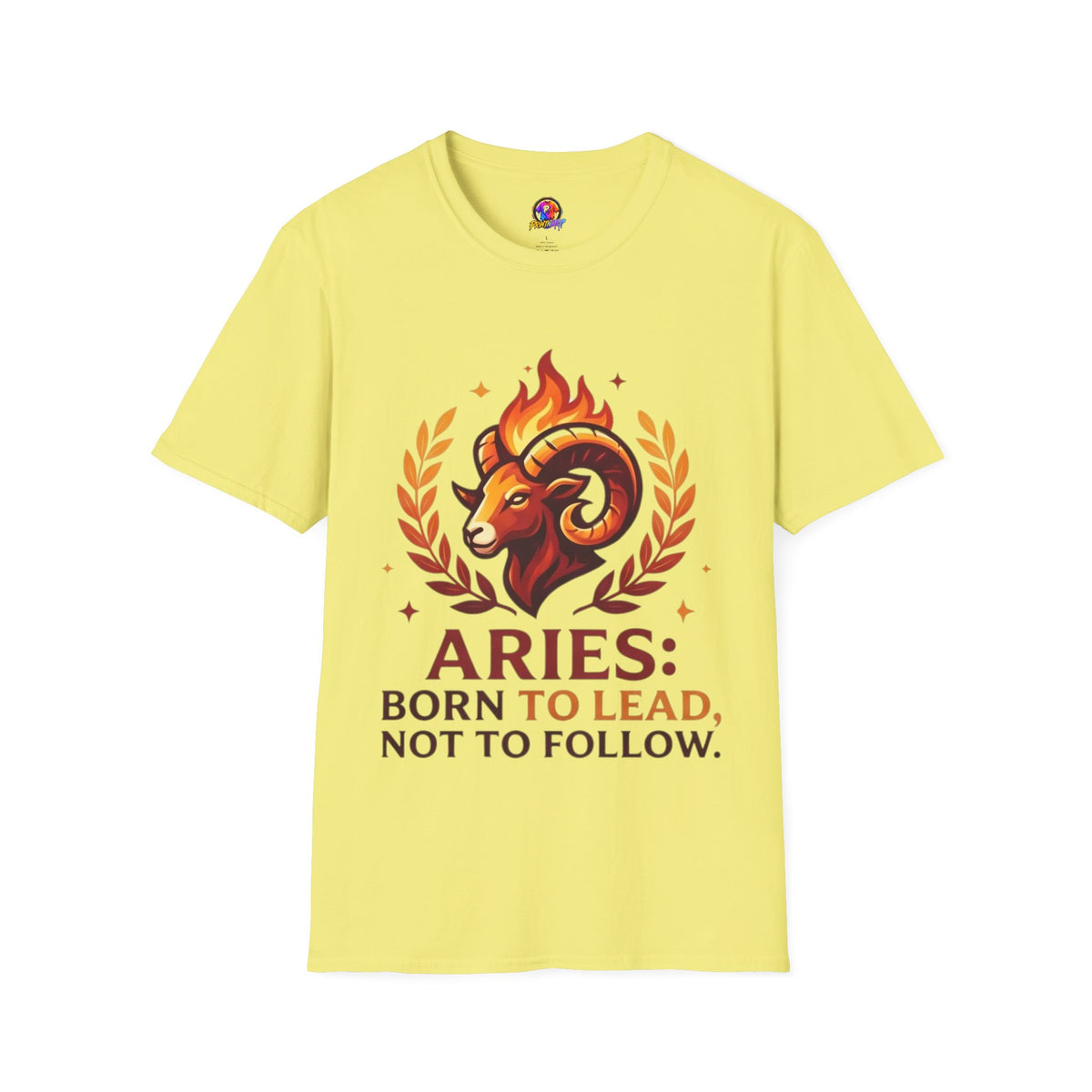 Aries Zodiac T-Shirt — "Born to Lead Not to Follow" Ram Graphic