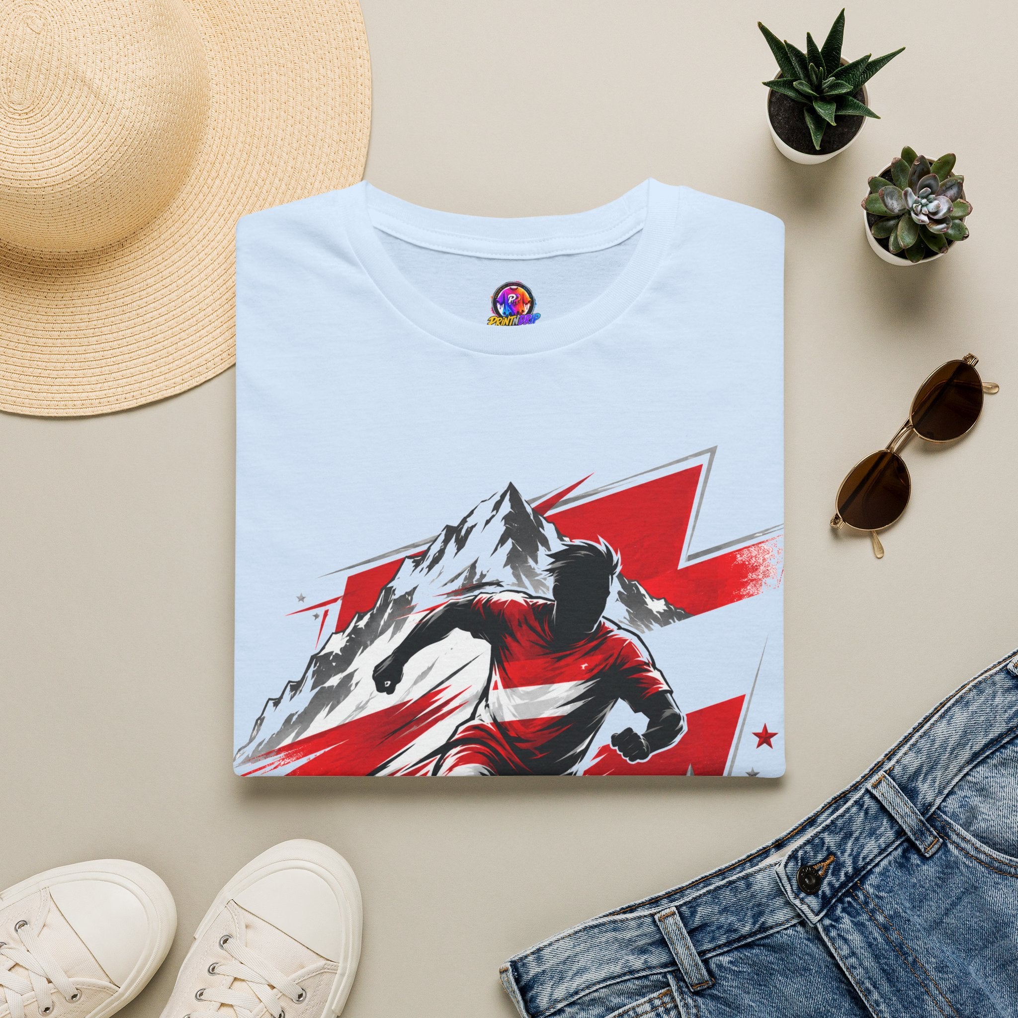 Austria  Alpine Charge Soccer T-Shirt — Mountain Football Graphic Tee -