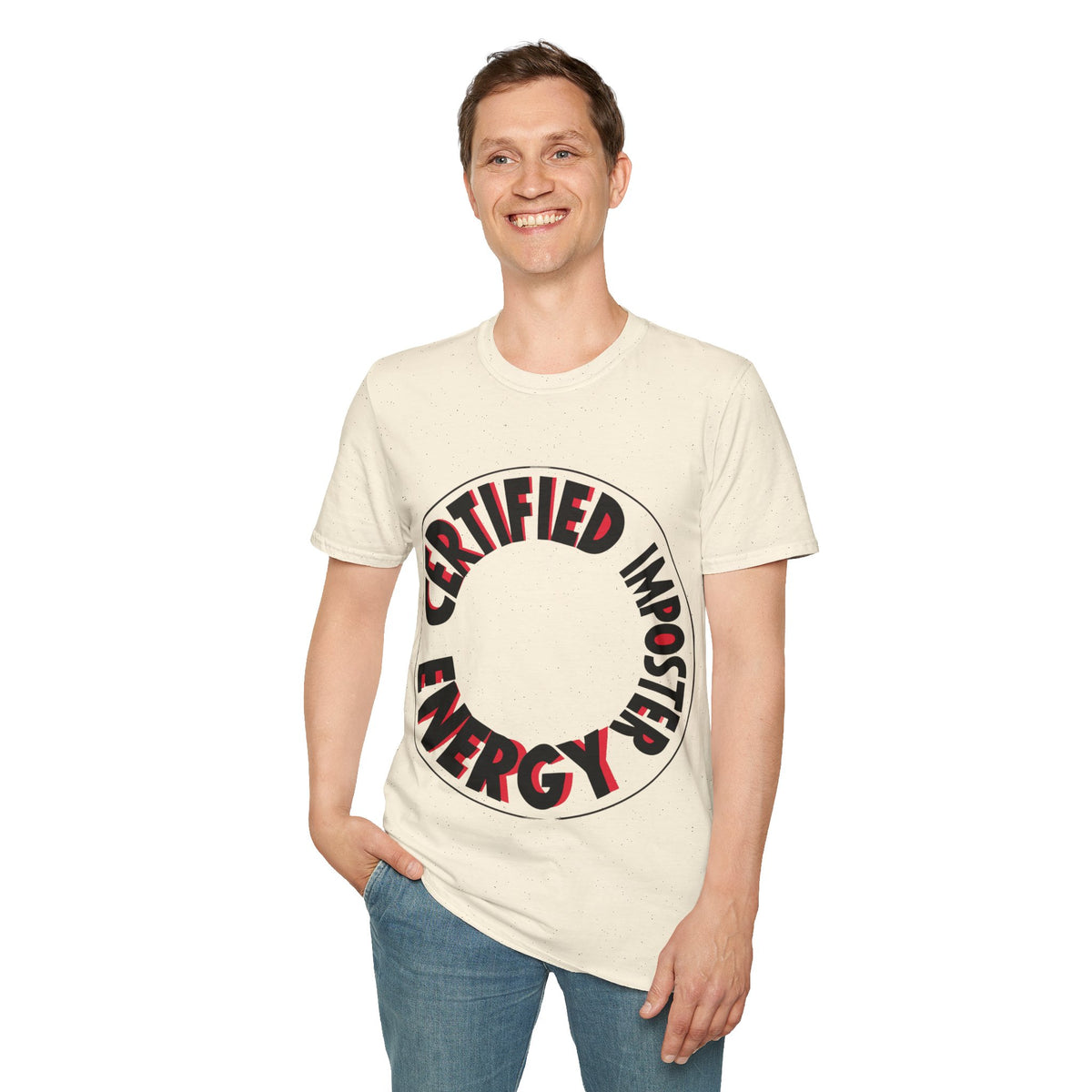 Certified Imposter Energy Retro Circular Tee - Funny Gaming Slogan Graphic T-Shirt - Trending Now - September 2026