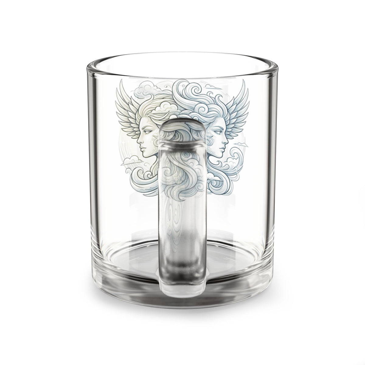 Gemini Glass Mug — Celestial Twin Goddesses Illustration 10oz