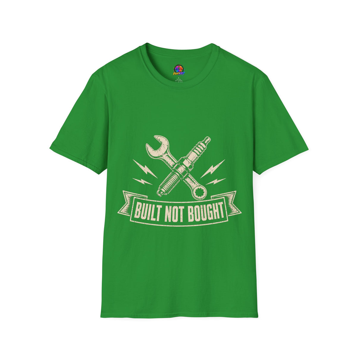 Built Not Bought T-Shirt — Vintage Mechanic Spark Plug & Wrench Tee for DIY Car Enthusiasts