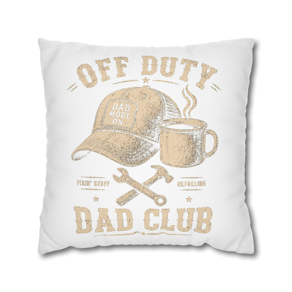 Off Duty Dad Club Throw Pillowcase – Coffee & Tools Accent Pillow Cover Milo Bailey Dog Dad Mom