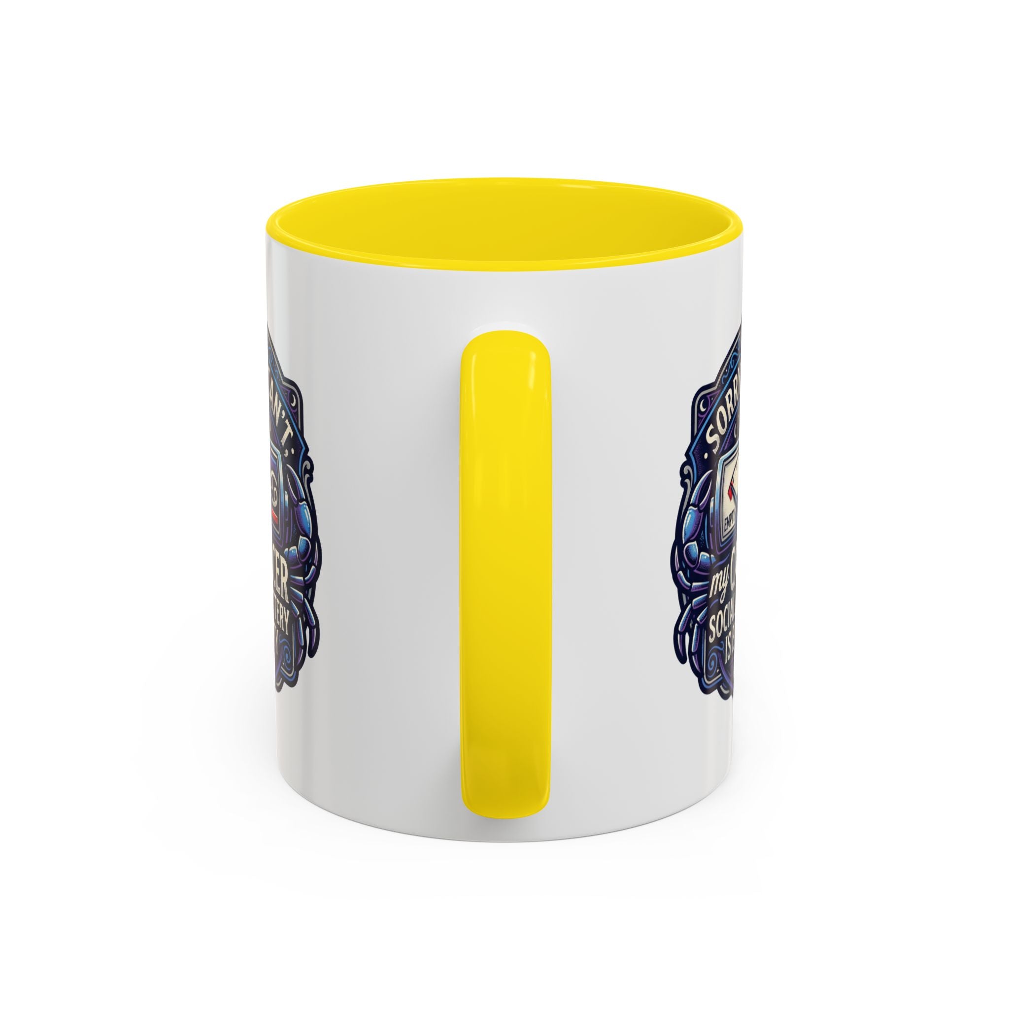 Accent Coffee Mug — “Sorry I Can’t My Cancer Social Battery Is Empty” Support Awareness Mug