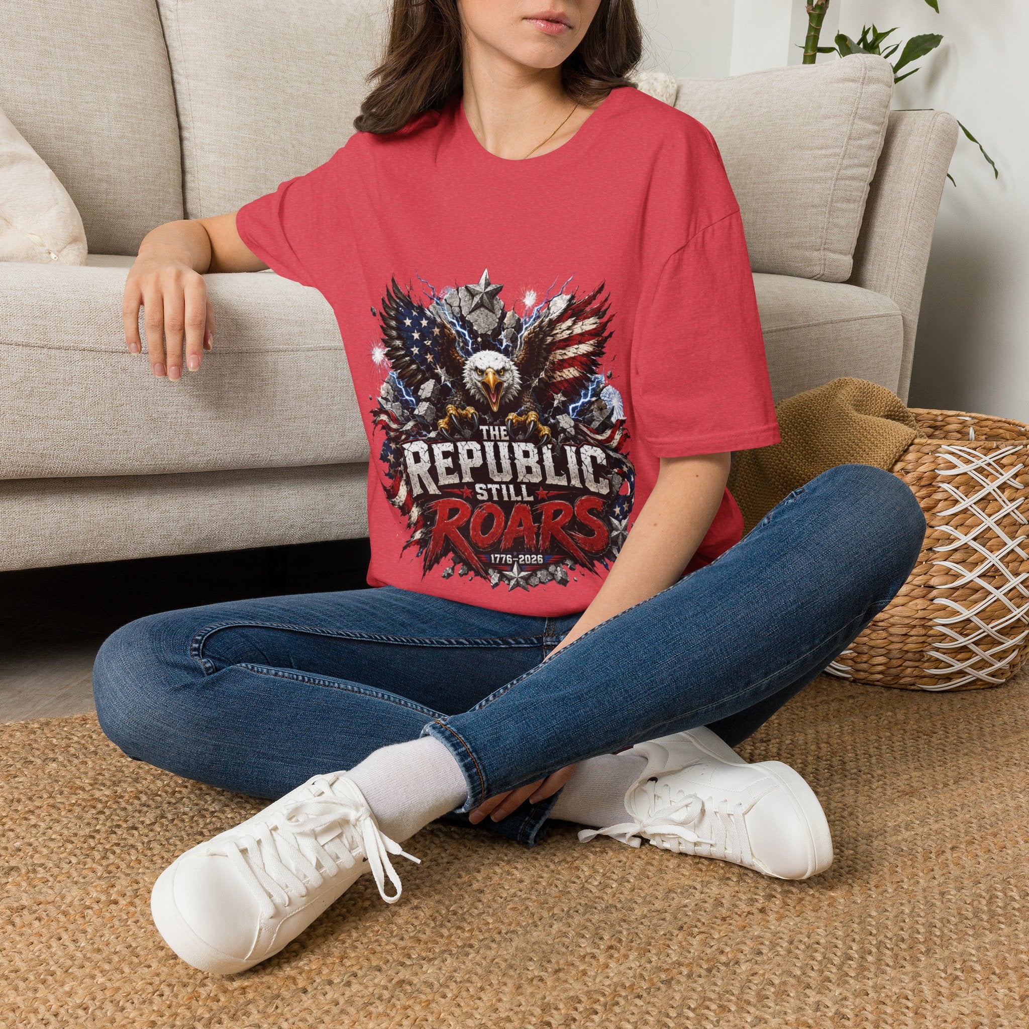 Patriotic Eagle T-Shirt — "The Republic Still Roars" | American Flag Graphic