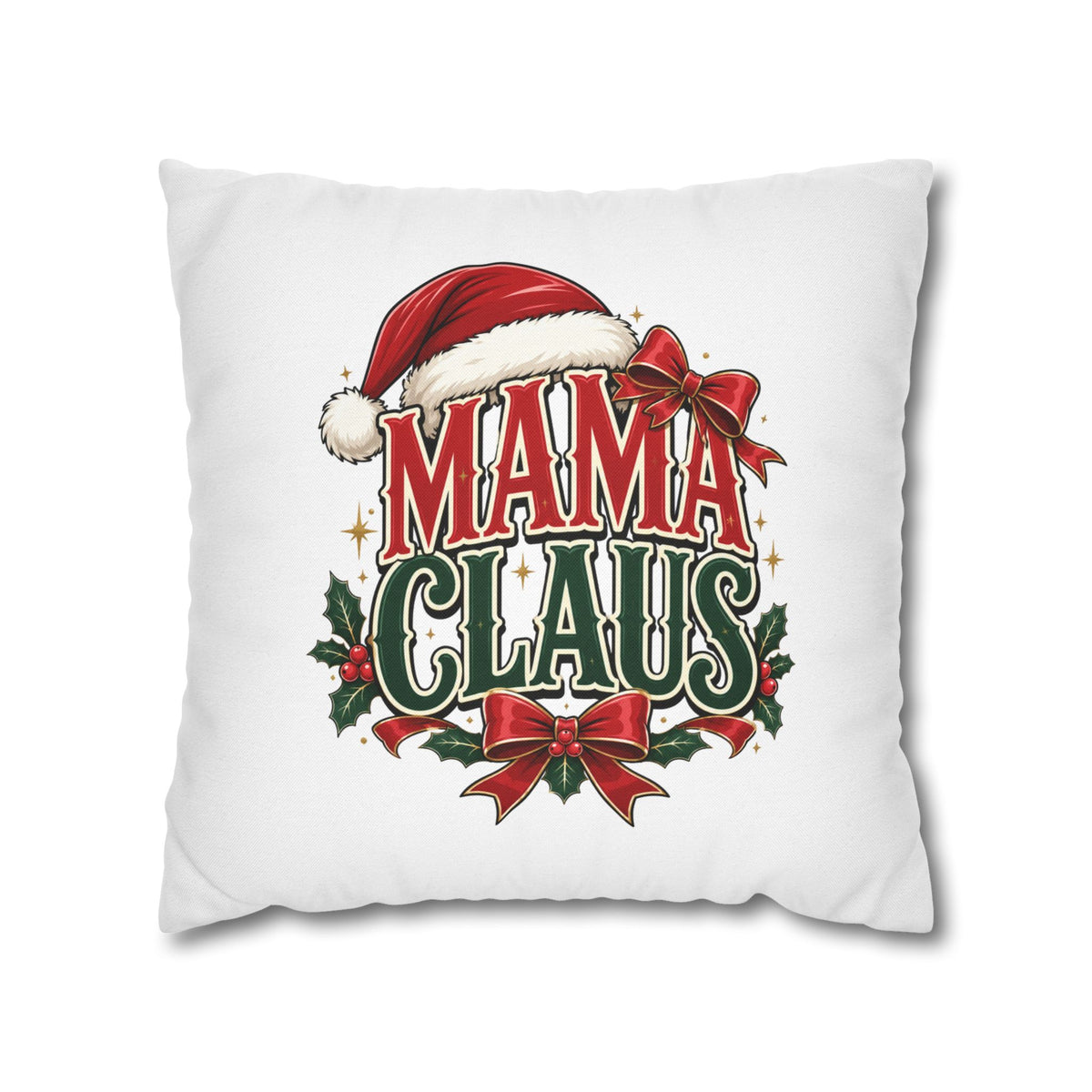 Christmas Mama Claus Holiday Throw Pillowcase — Christmas Decorative Square Pillow Cover