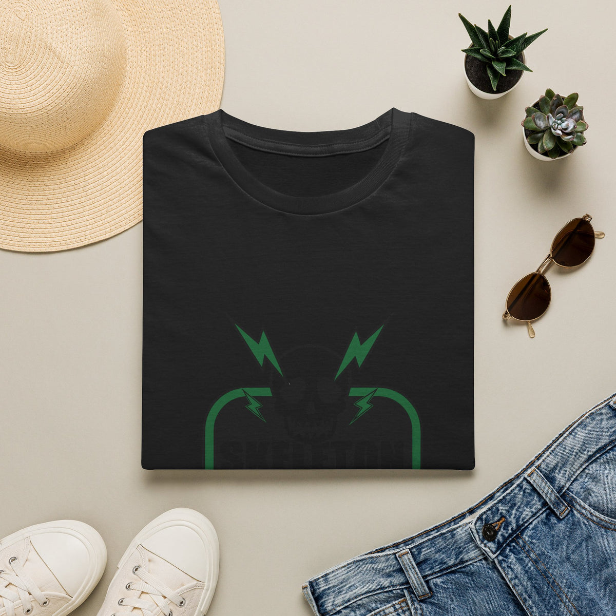 Skeleton Level Chaos Energy Green Badge T-Shirt - Edgy Alt Streetwear Graphic Tee - Trending Now - September 2026
