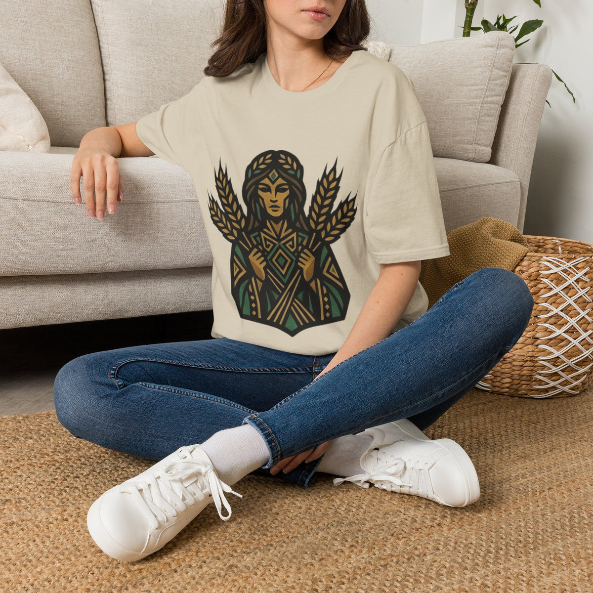 Virgo Zodiac Harvest Goddess T-Shirt — Wheat Maiden Graphic Tee