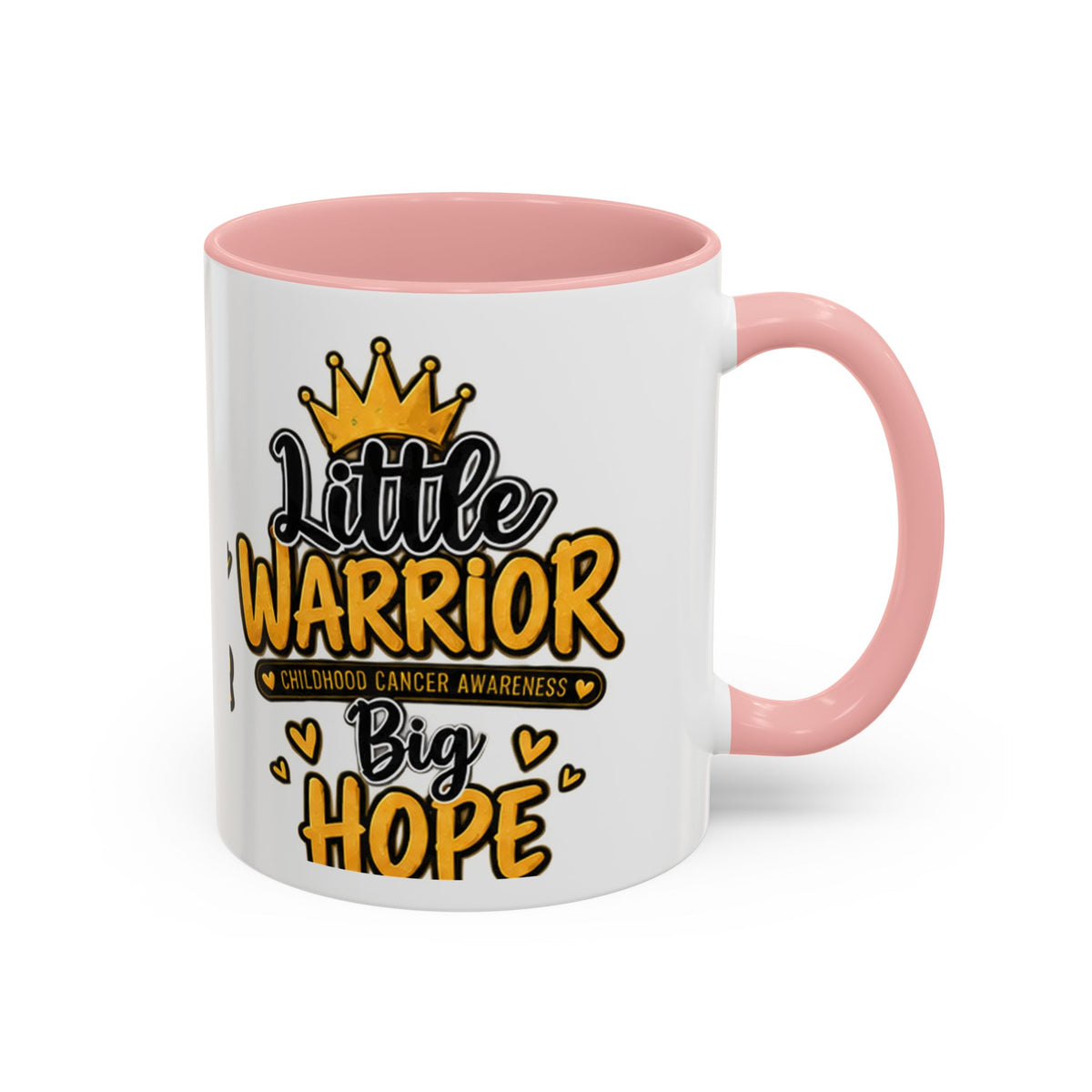 Little Warrior Childhood Cancer Awareness Coffee Mug – "Big Hope" Accent Mug