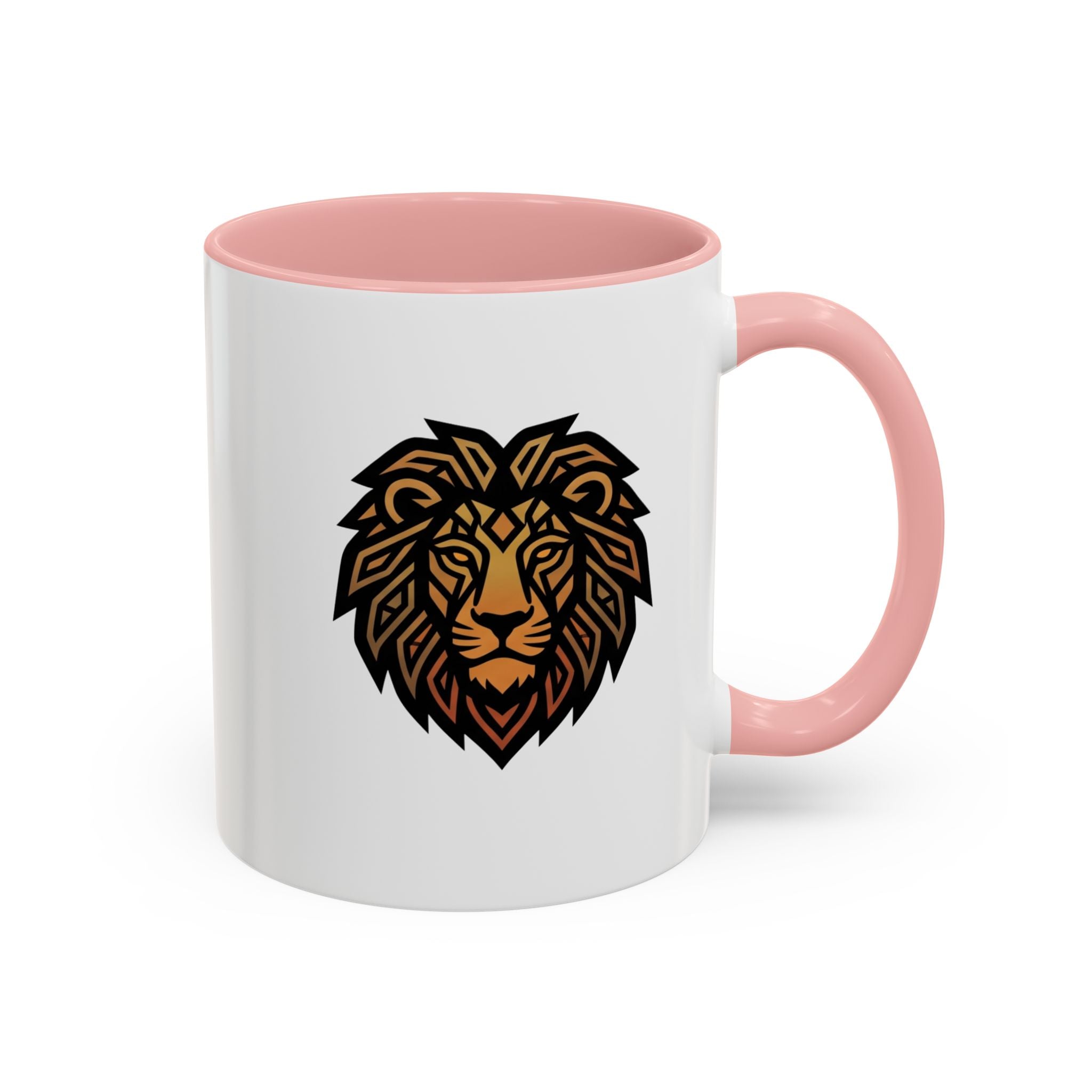 Lion Head Accent Coffee Mug — Bold Geometric Mane Design