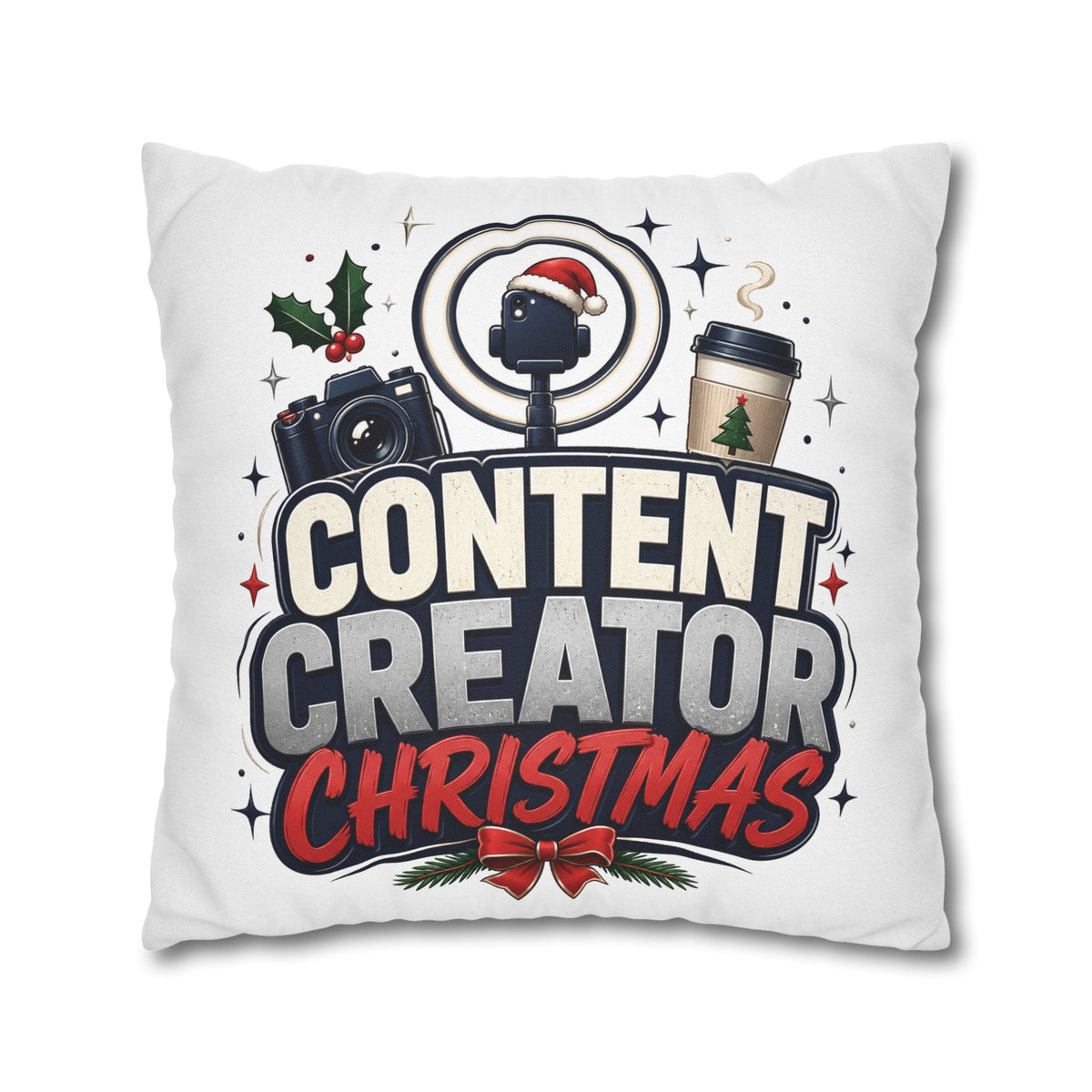 Content Creator Christmas Pillowcase Modern Day Christmas  — Holiday Social Media Creator Gift