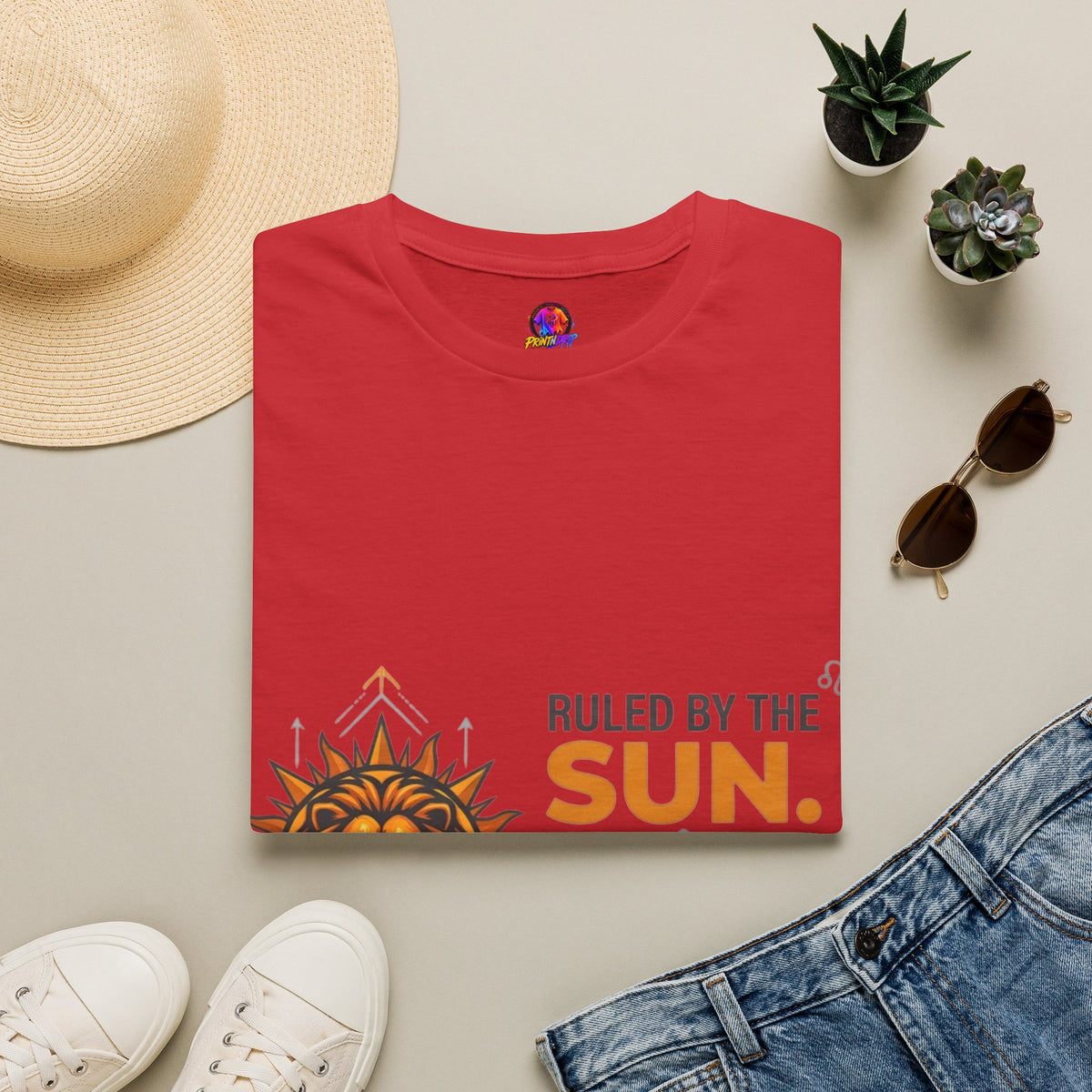 Leo Zodiac T-Shirt — "Ruled by the Sun. Ambitious by Nature. LEO."