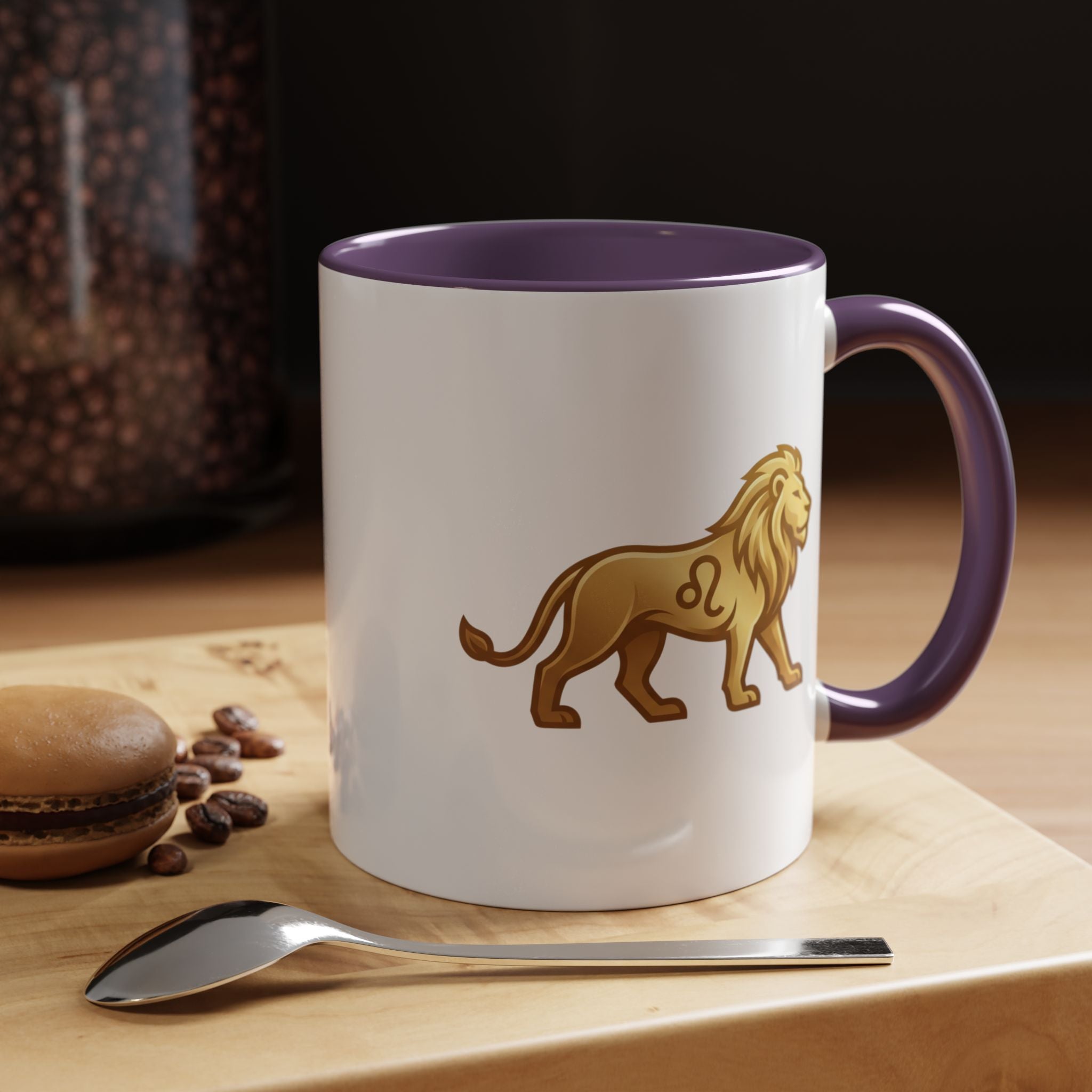 Leo Zodiac Coffee Mug — Gold Lion Accent Mug for Astrology Lovers