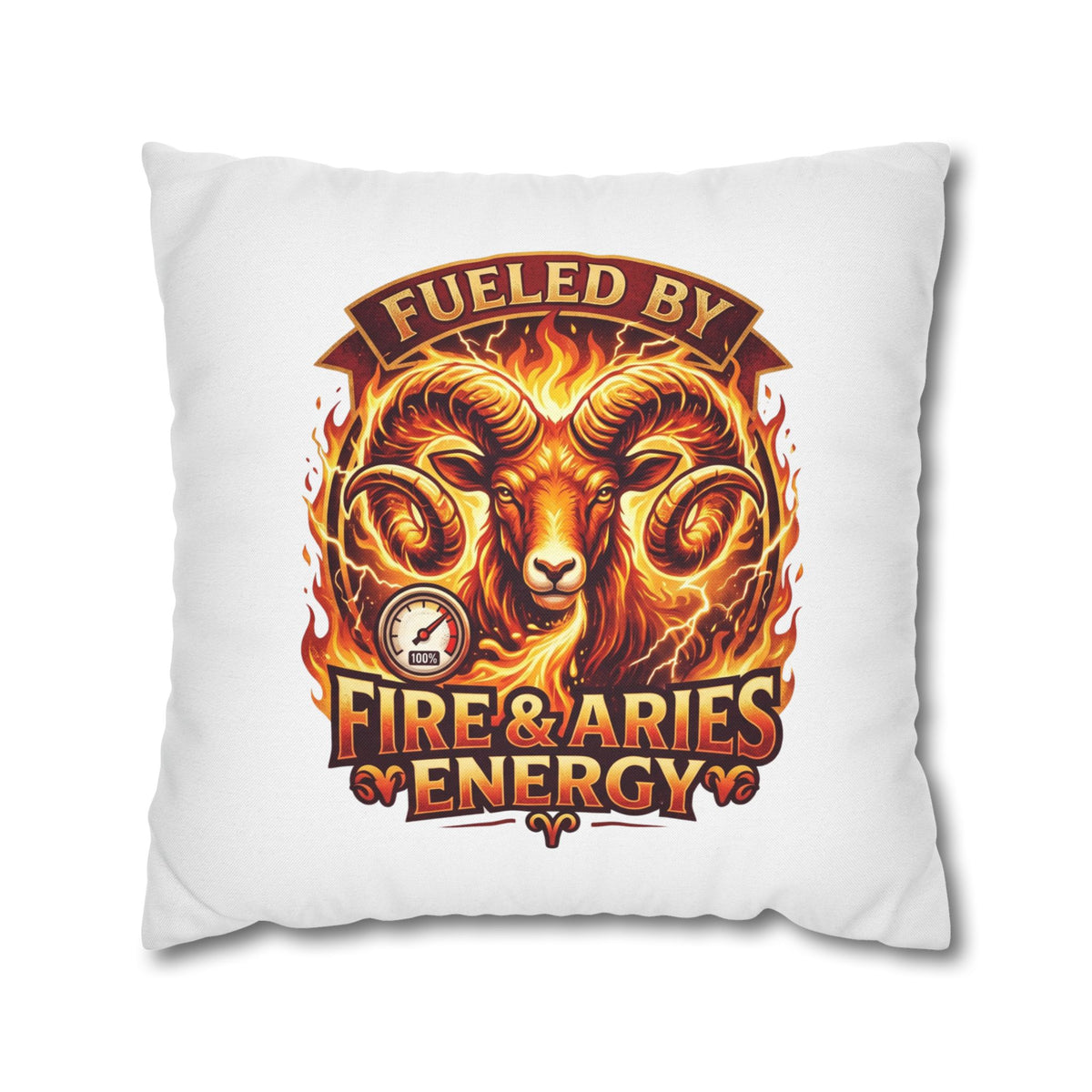 Aries Pillowcase Aries Ram Pillow — "Fueled by Fire & Aries Energy" Decorative Throw Pillow