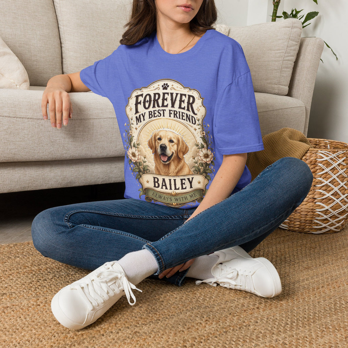 Dog Memorial T-Shirt — "Forever My Best Friend" Personalized Pet Tribute Tee