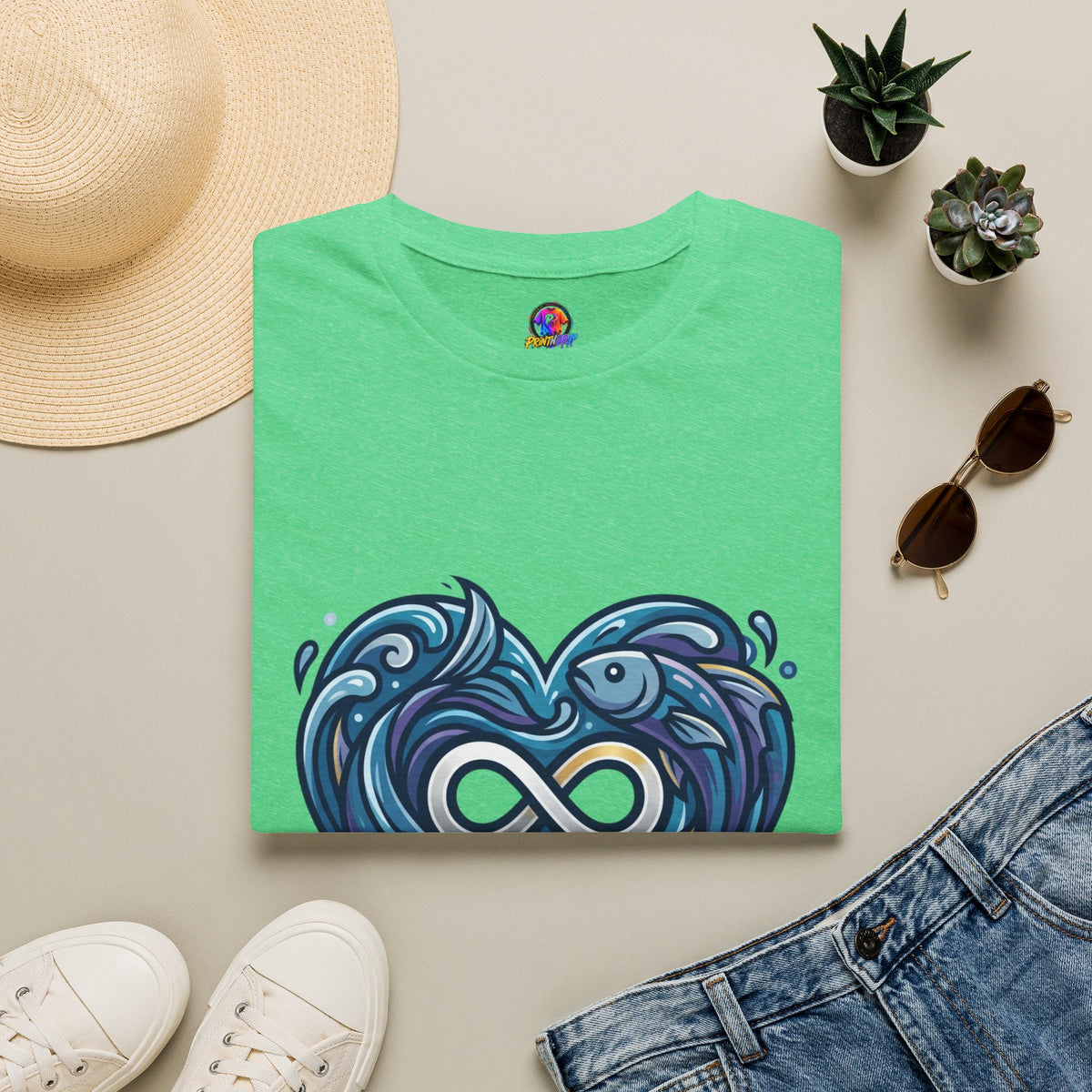 Pisces Infinity Heart T‑Shirt — Zodiac Ocean Love Tee