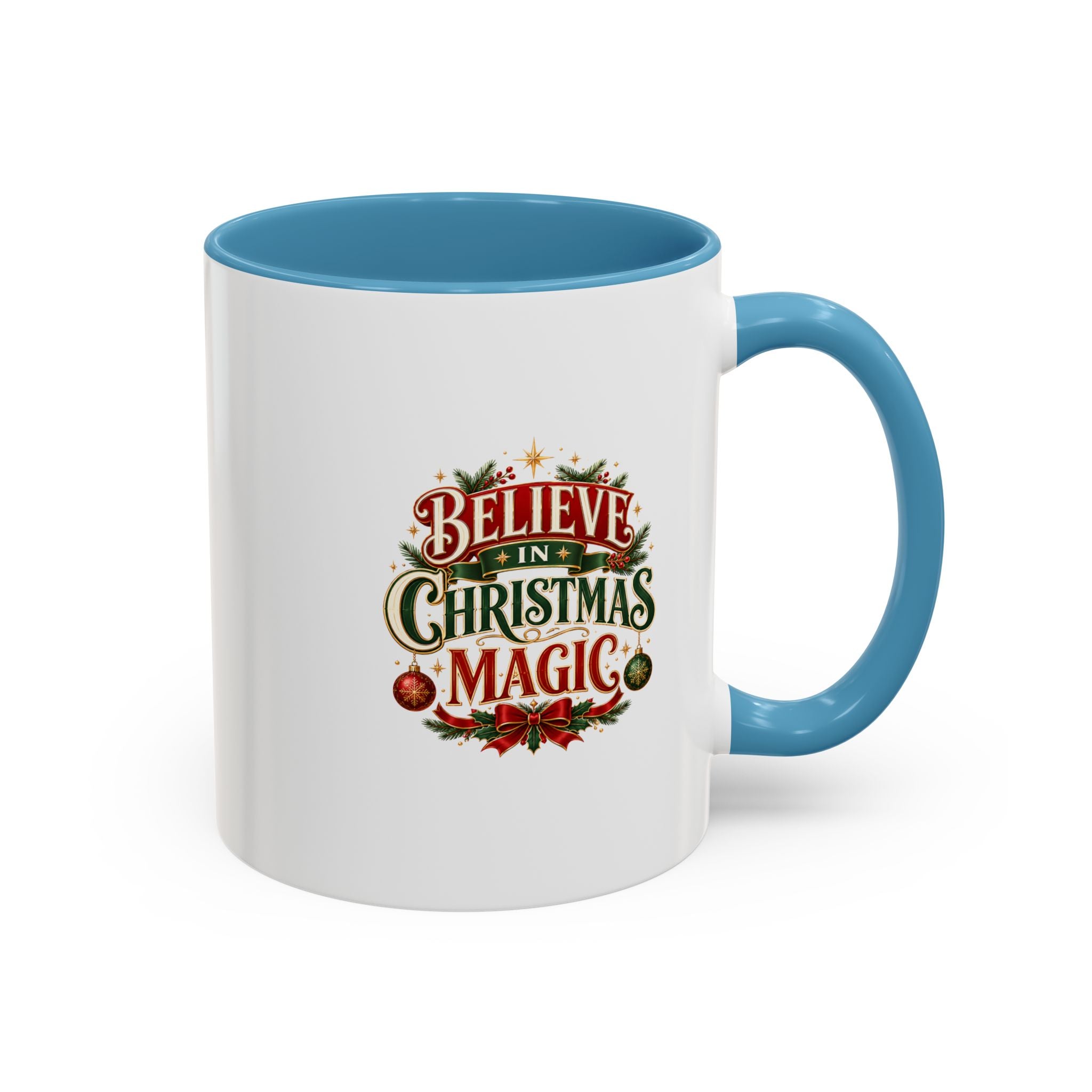 Believe in Christmas Magic Accent Coffee Mug — Festive Holiday ,Ceramic